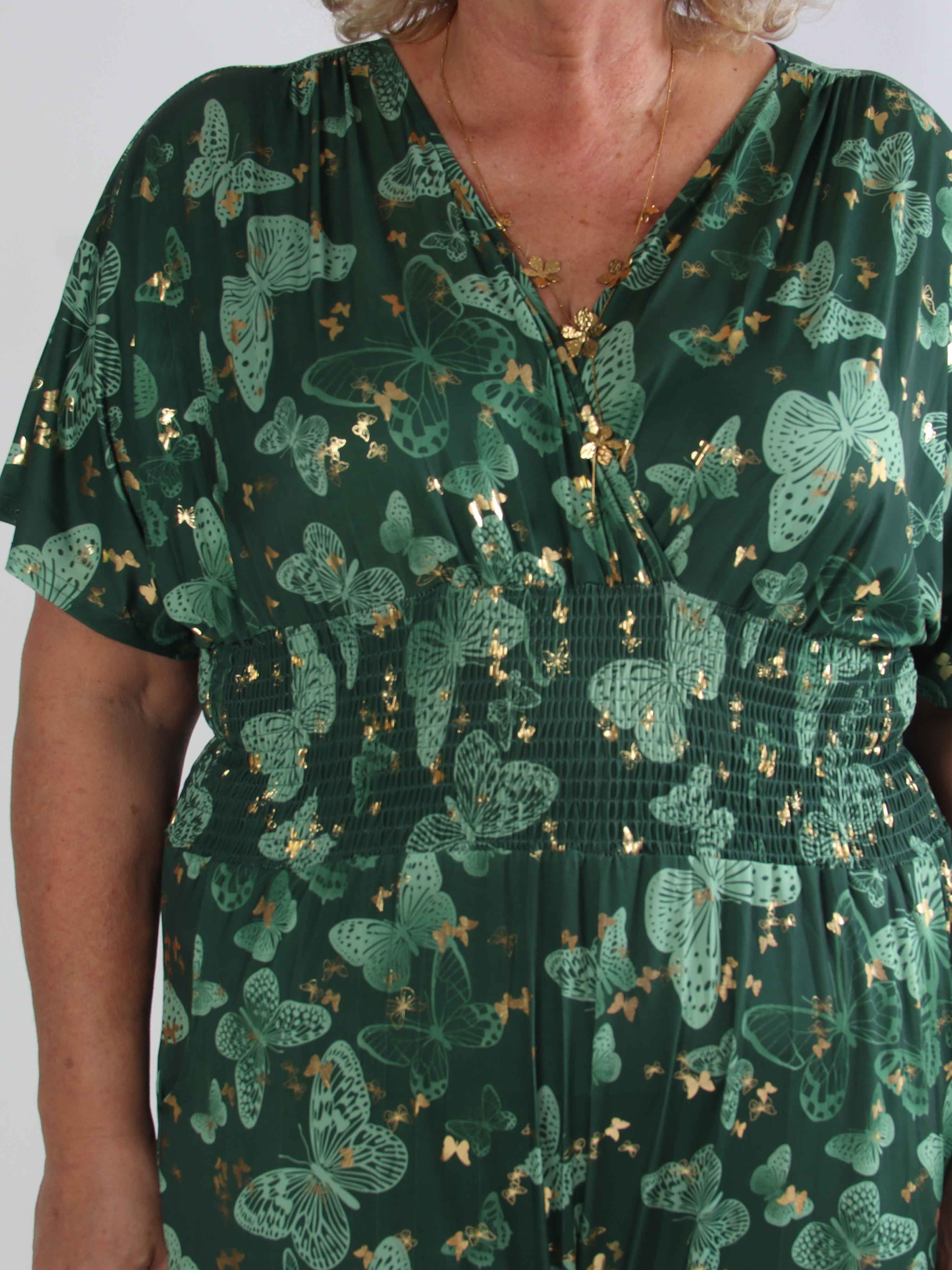 Pams Butterfly Jumpsuit - Elastisk plus size buksedragt i sommerfugleprint