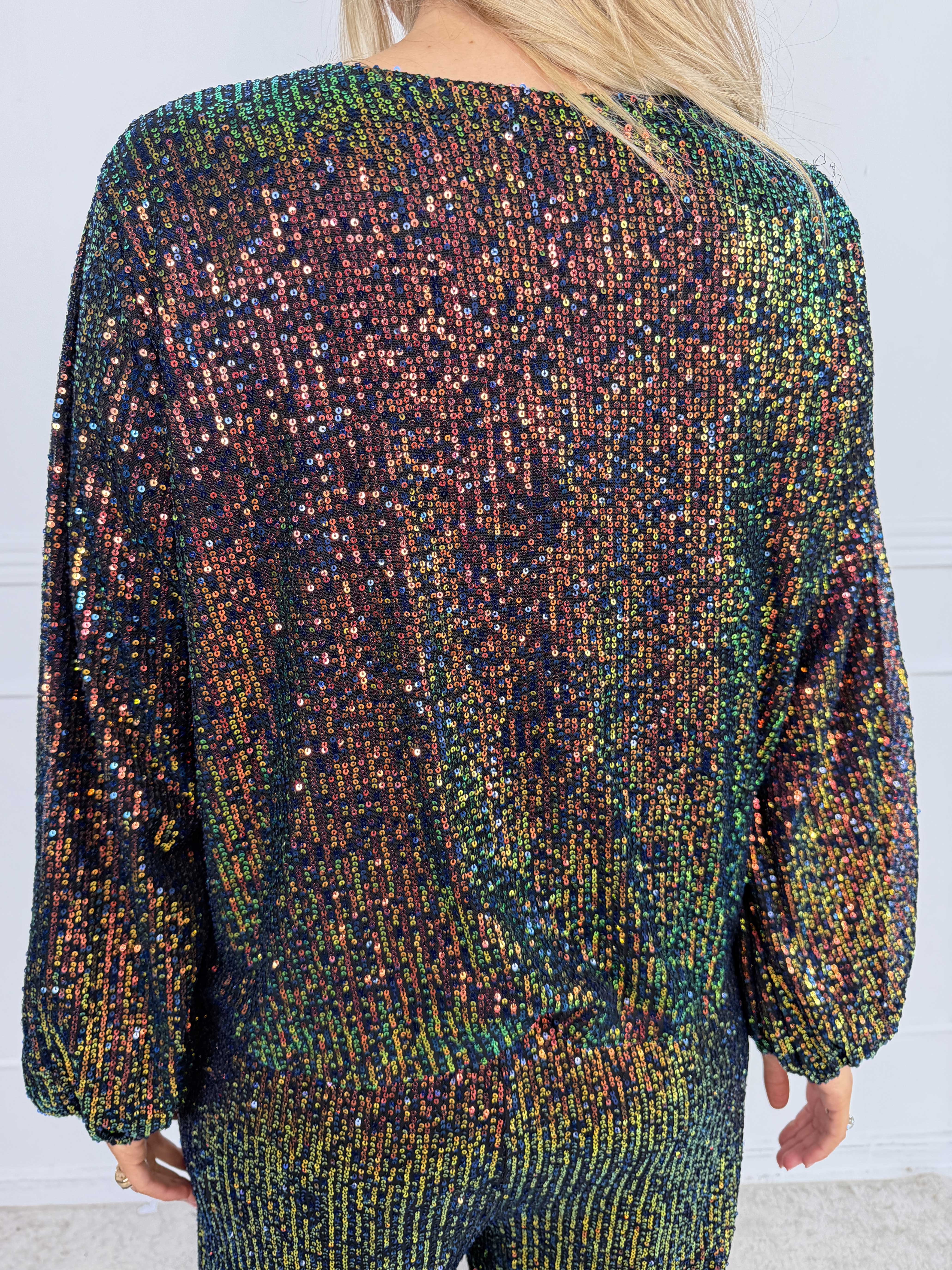 Paige - Paillet cardigan med flotte slåede knapper
