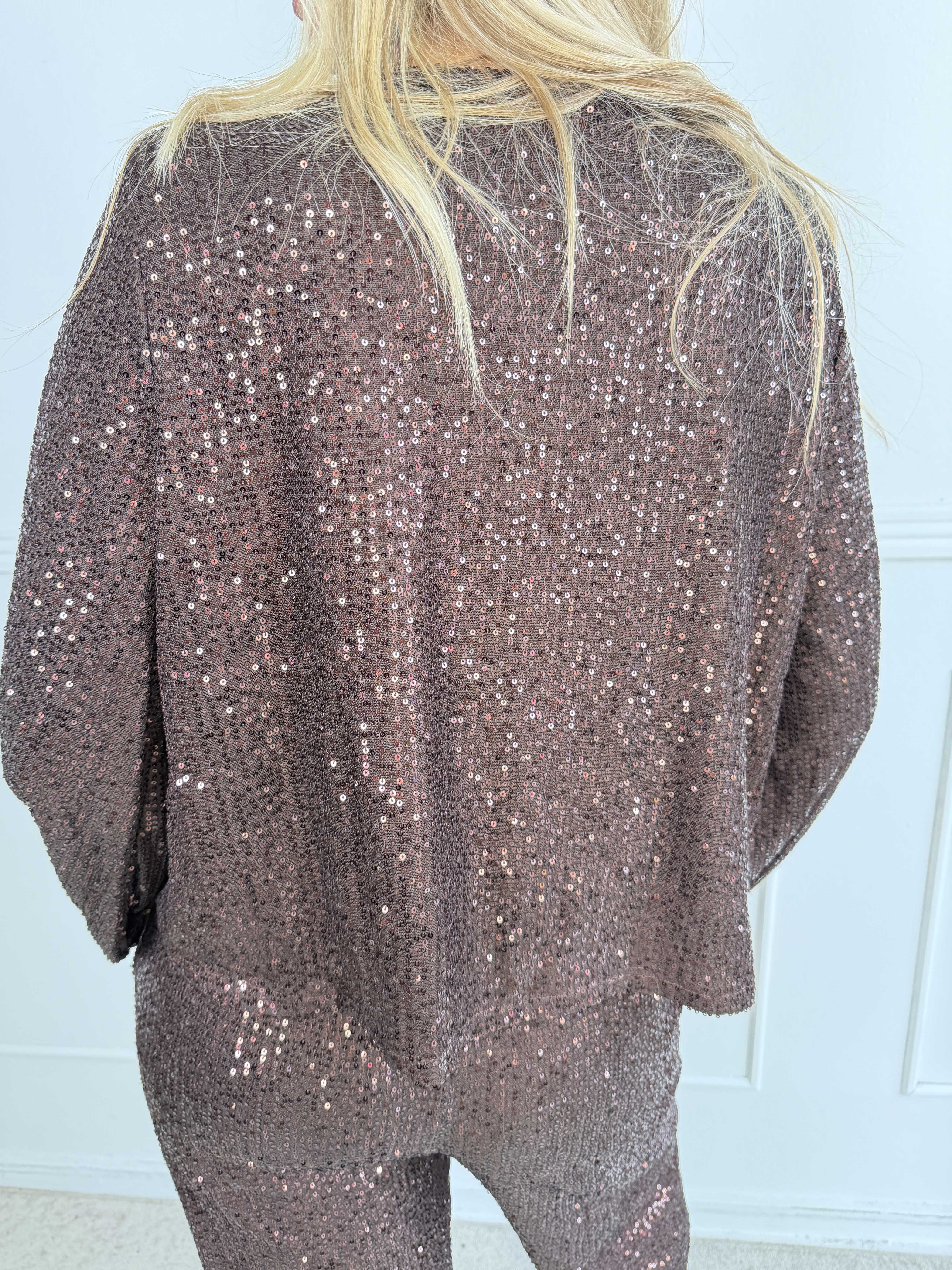 Paige - Paillet cardigan med flotte slåede knapper