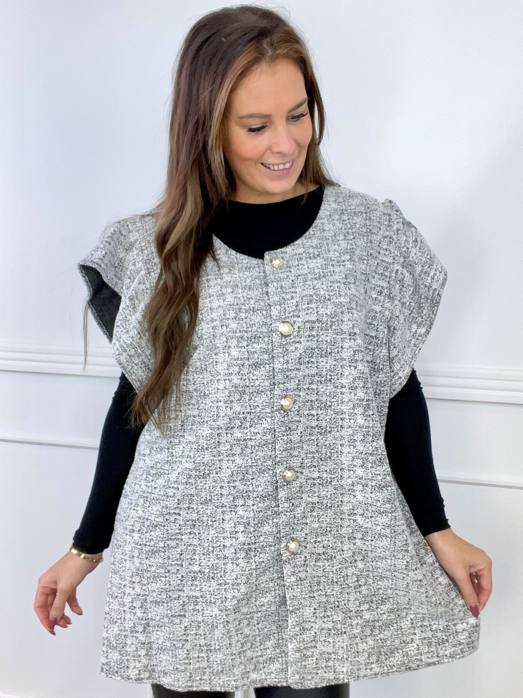 Molly Long - Fin cardigan med perleknapper