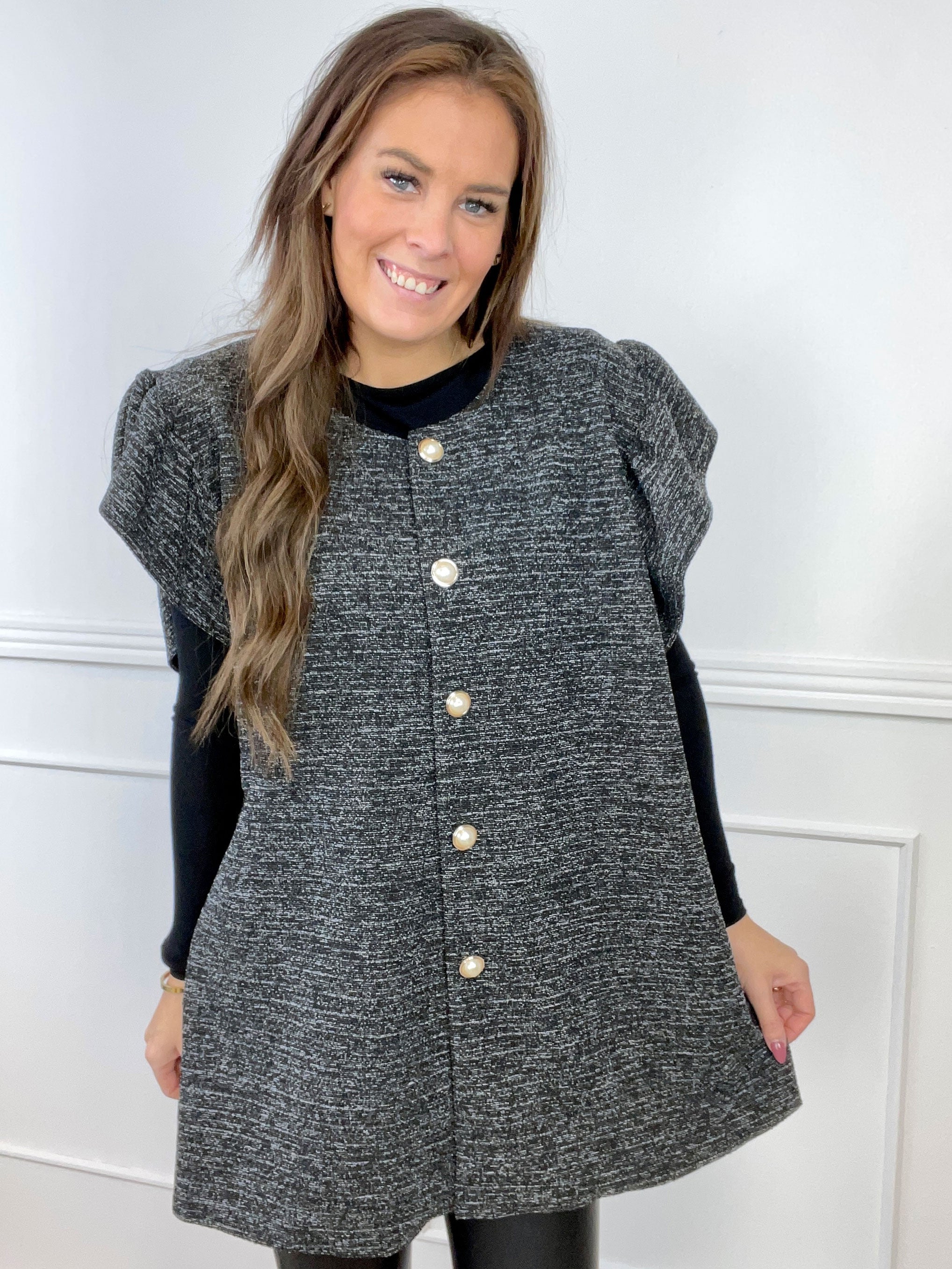 Molly Long - Fin cardigan med perleknapper