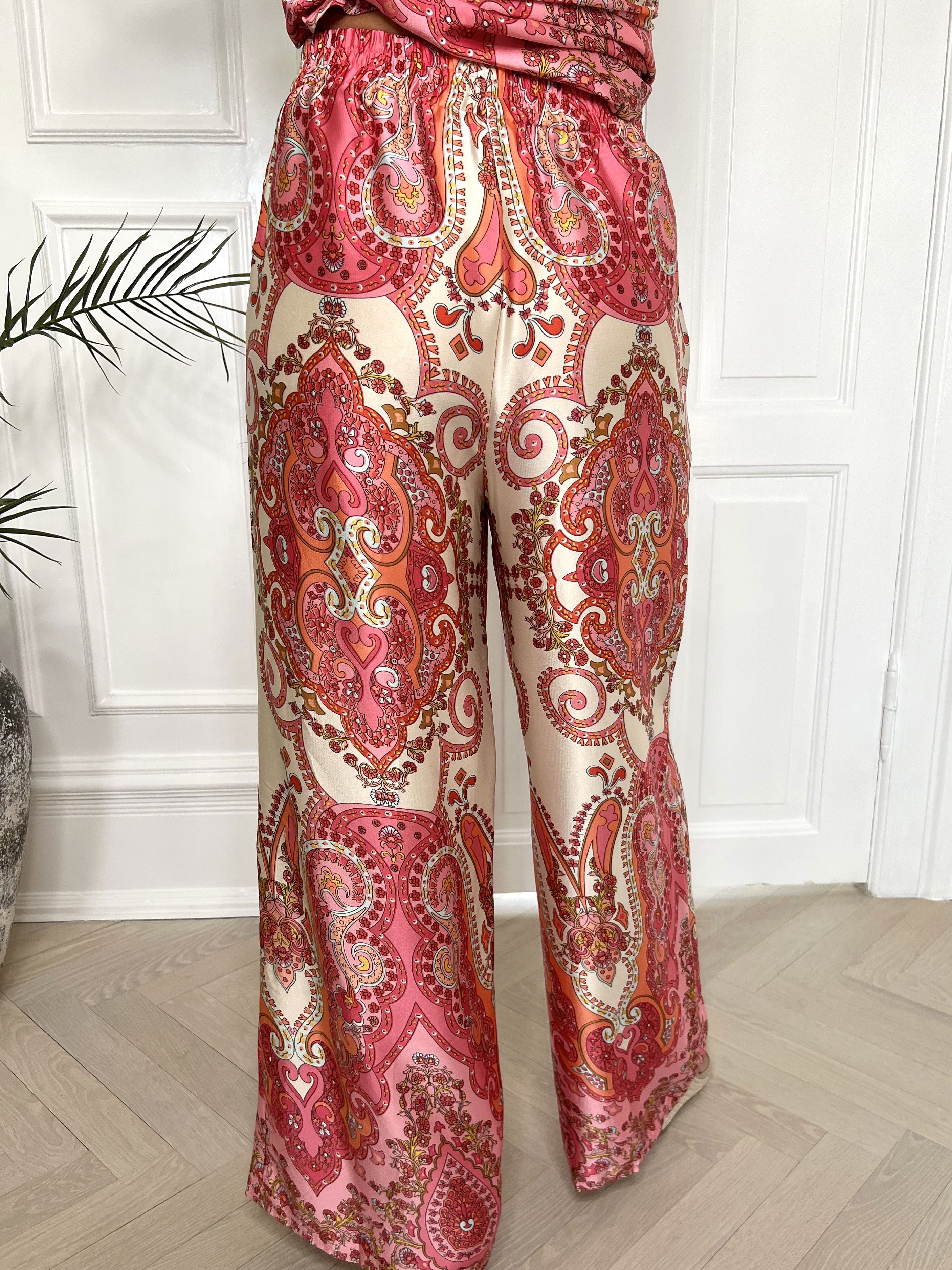 Mali Pants - Paisley mønstret bukser i silkelook