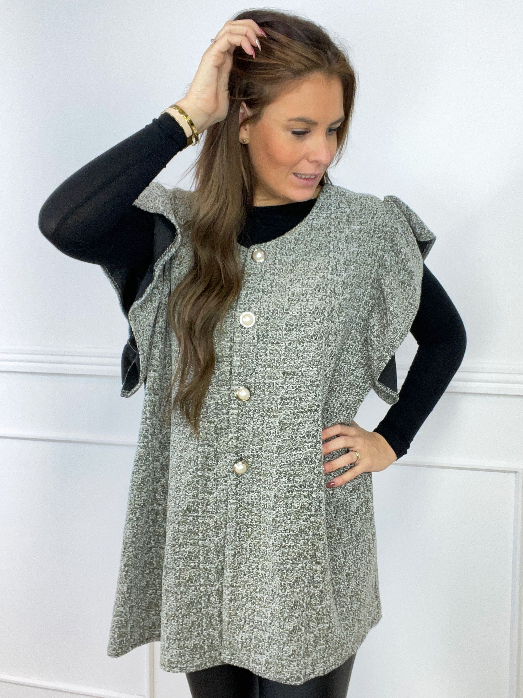 Molly Long - Fin cardigan med perleknapper