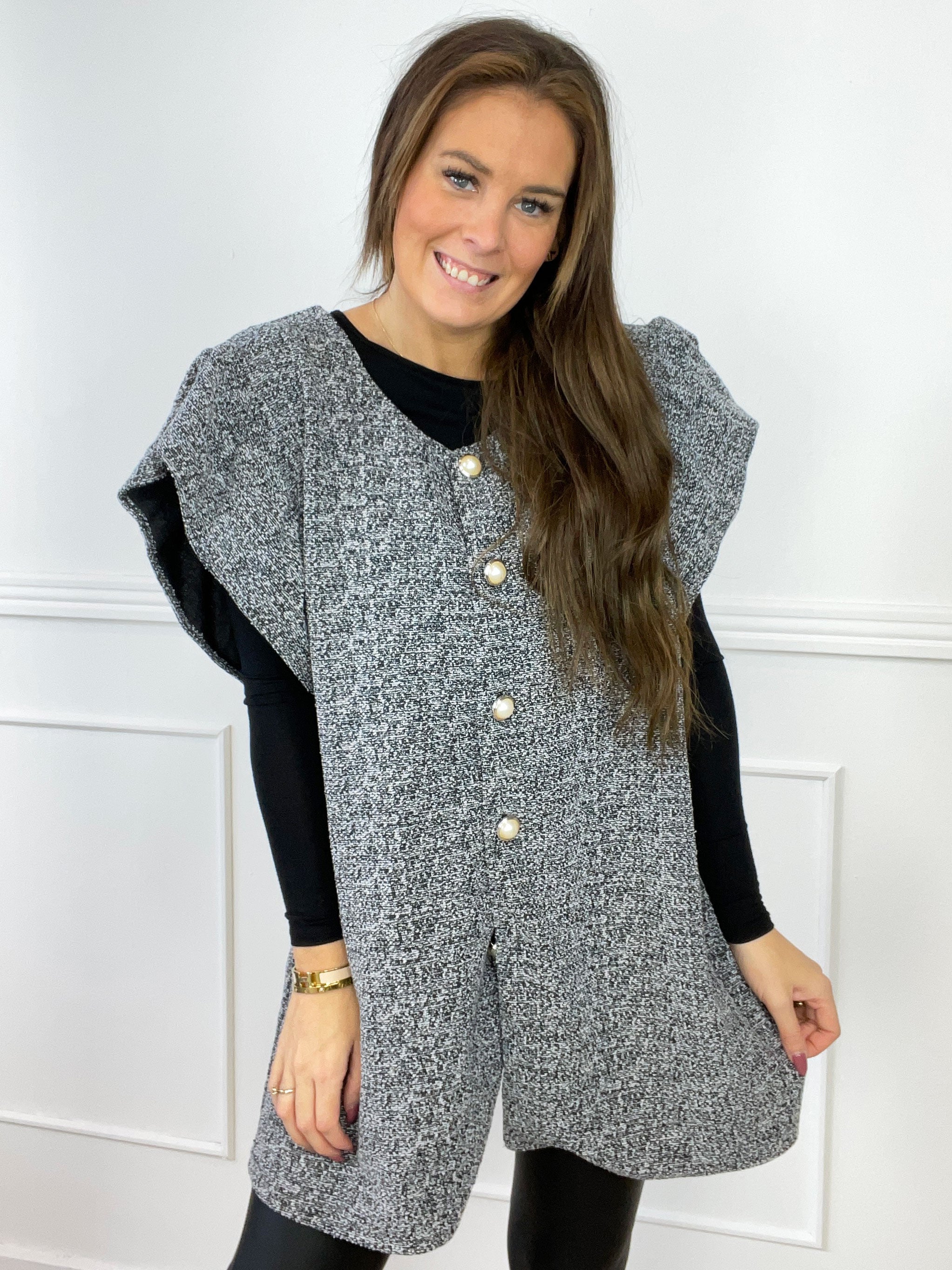 Molly Long - Fin cardigan med perleknapper