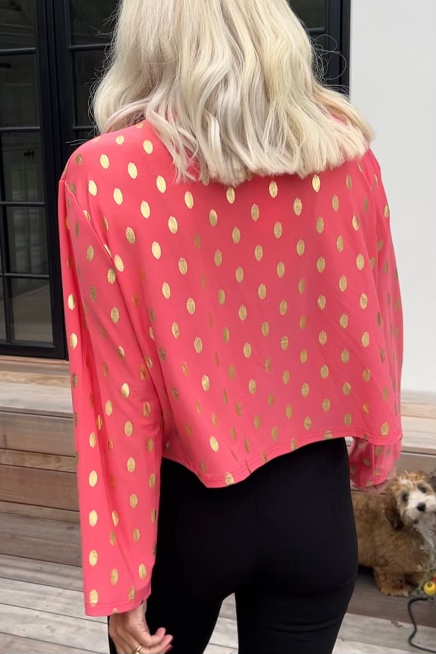 Werena Dot - Kort elastisk cardigan med guld prikker