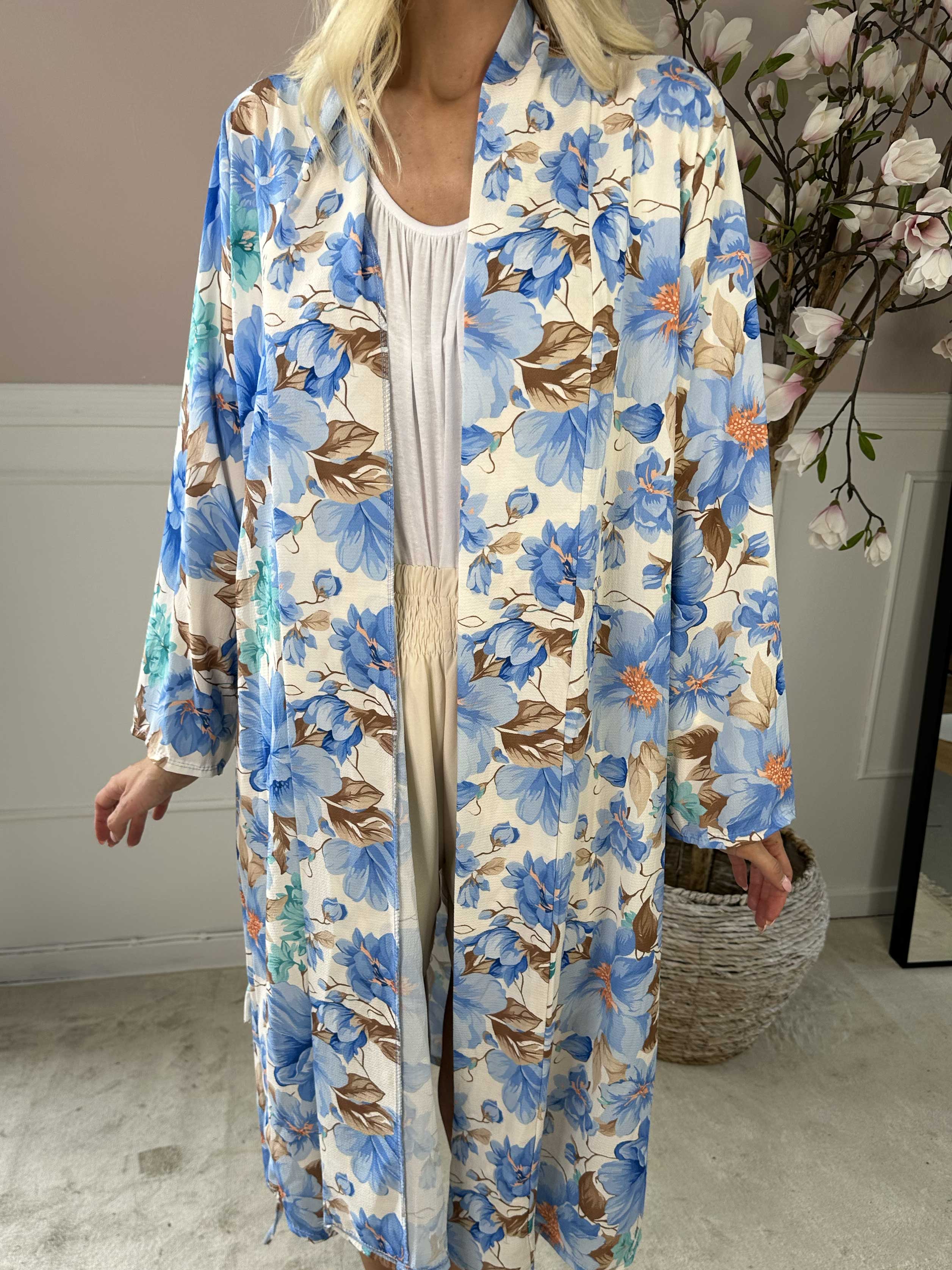 Flower Kimono - Sød lang kimono med blomsterprint