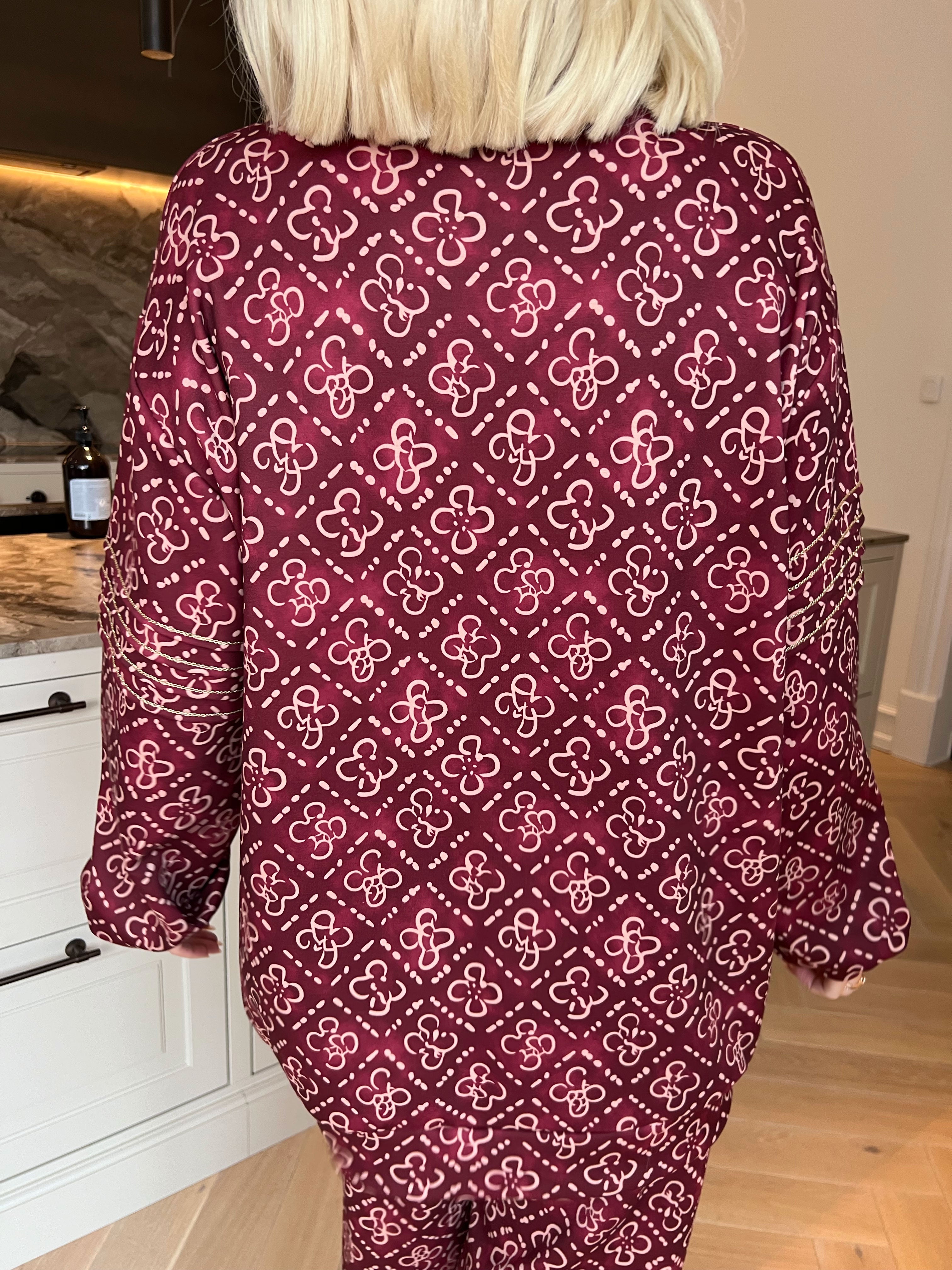 Dream Pattern - Joggingsæt i viskose med trendy print, gulddetaljer og ribkanter