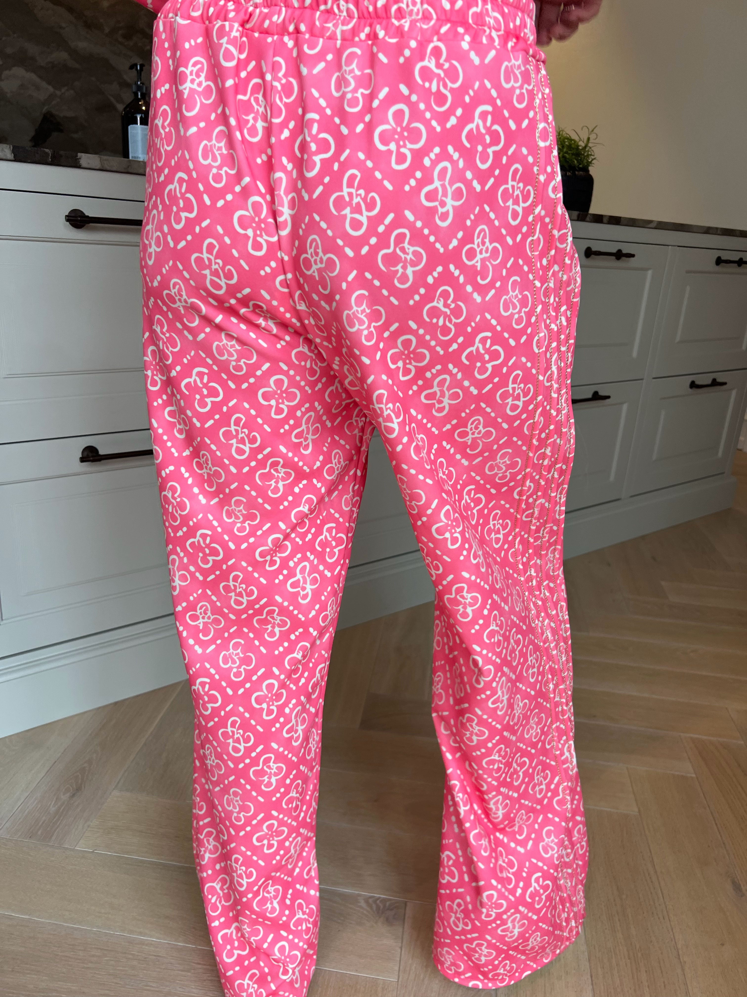 Dream Pattern - Joggingsæt i viskose med trendy print, gulddetaljer og ribkanter