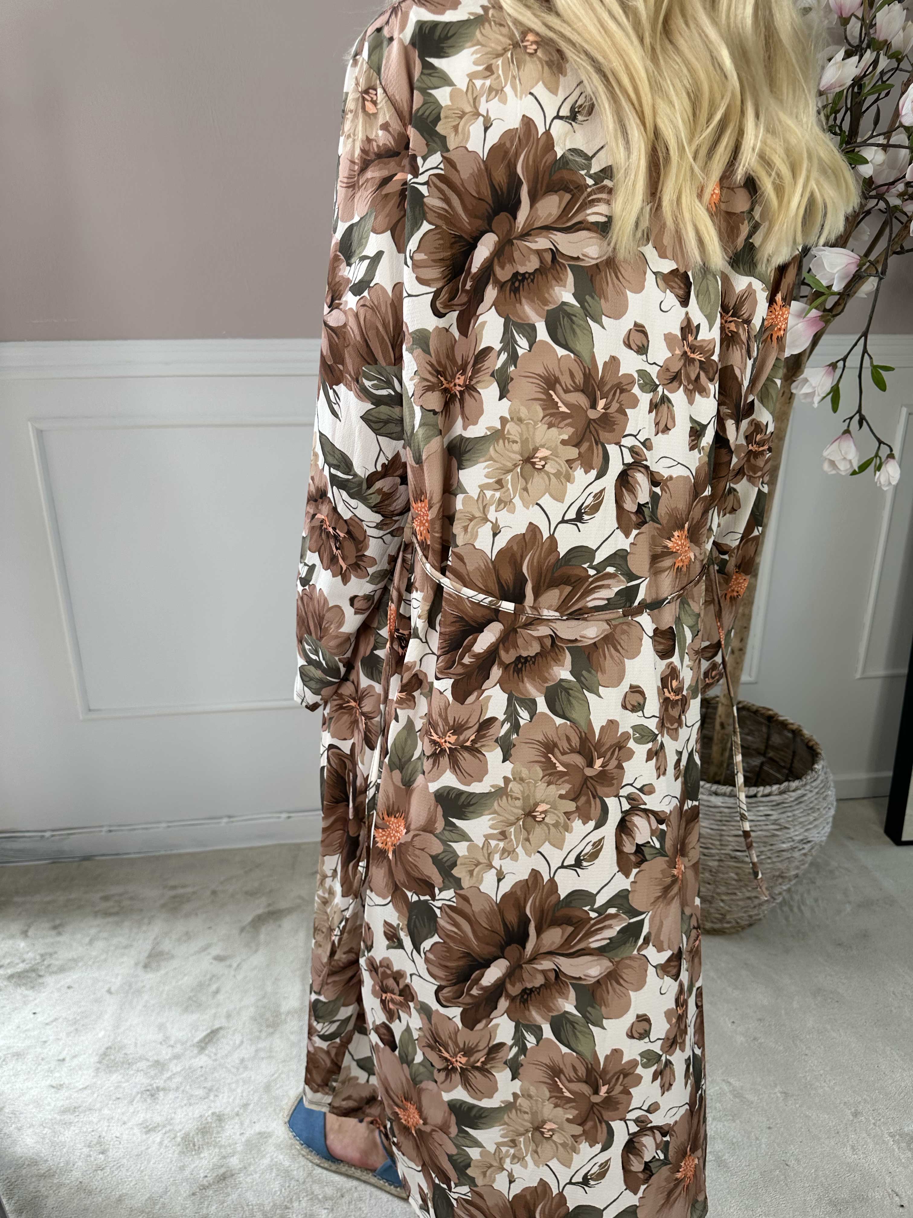Flower Kimono - Sød lang kimono med blomsterprint