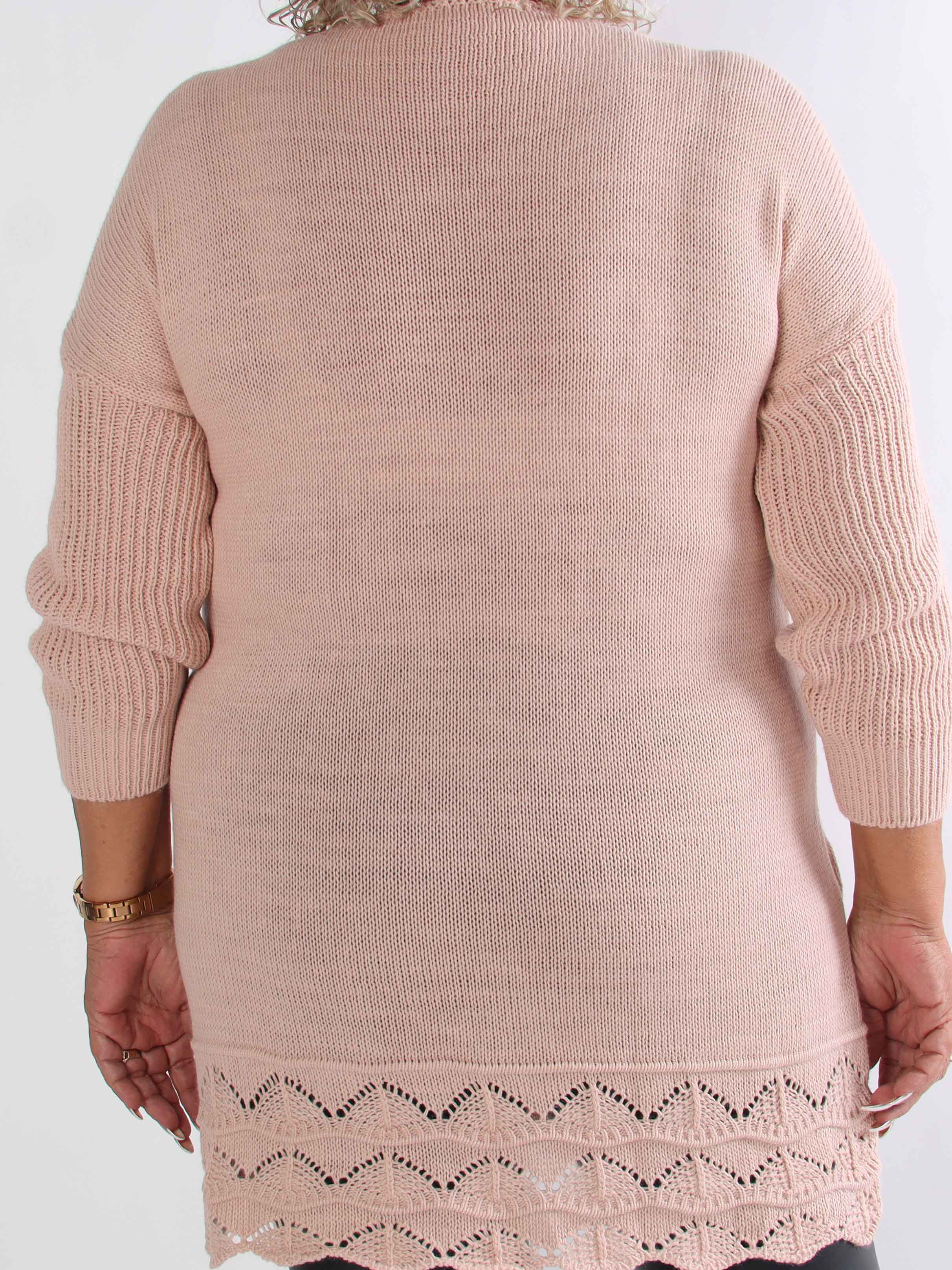 Rebeca Gold - Plus size strikbluse med VOGUE og mønster forneden