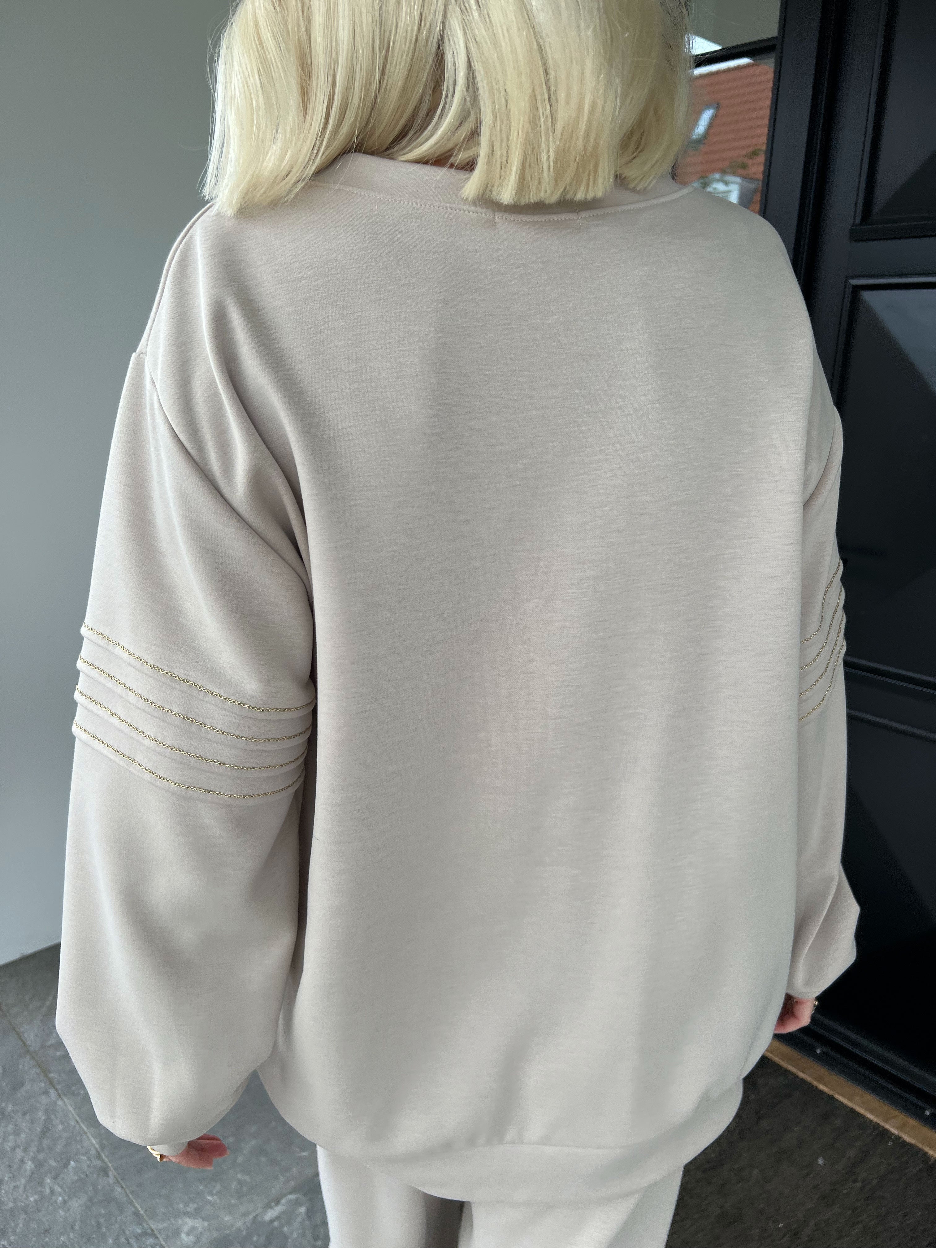 Dream NY - Plus size joggingsæt i viskose med glitrende NEW YORK-tekst på maven