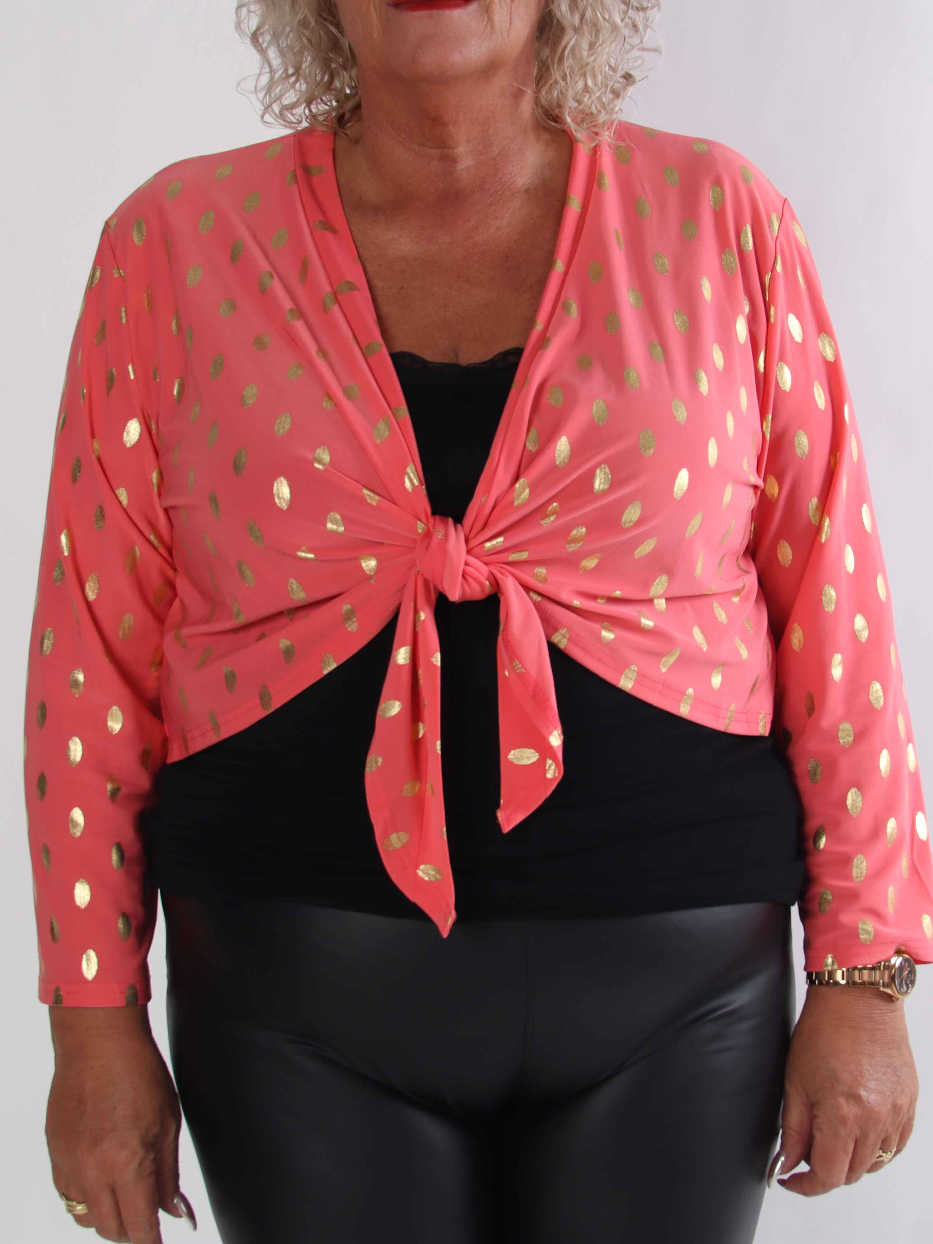 Werena Dot - Kort elastisk plus size cardigan med guld prikker