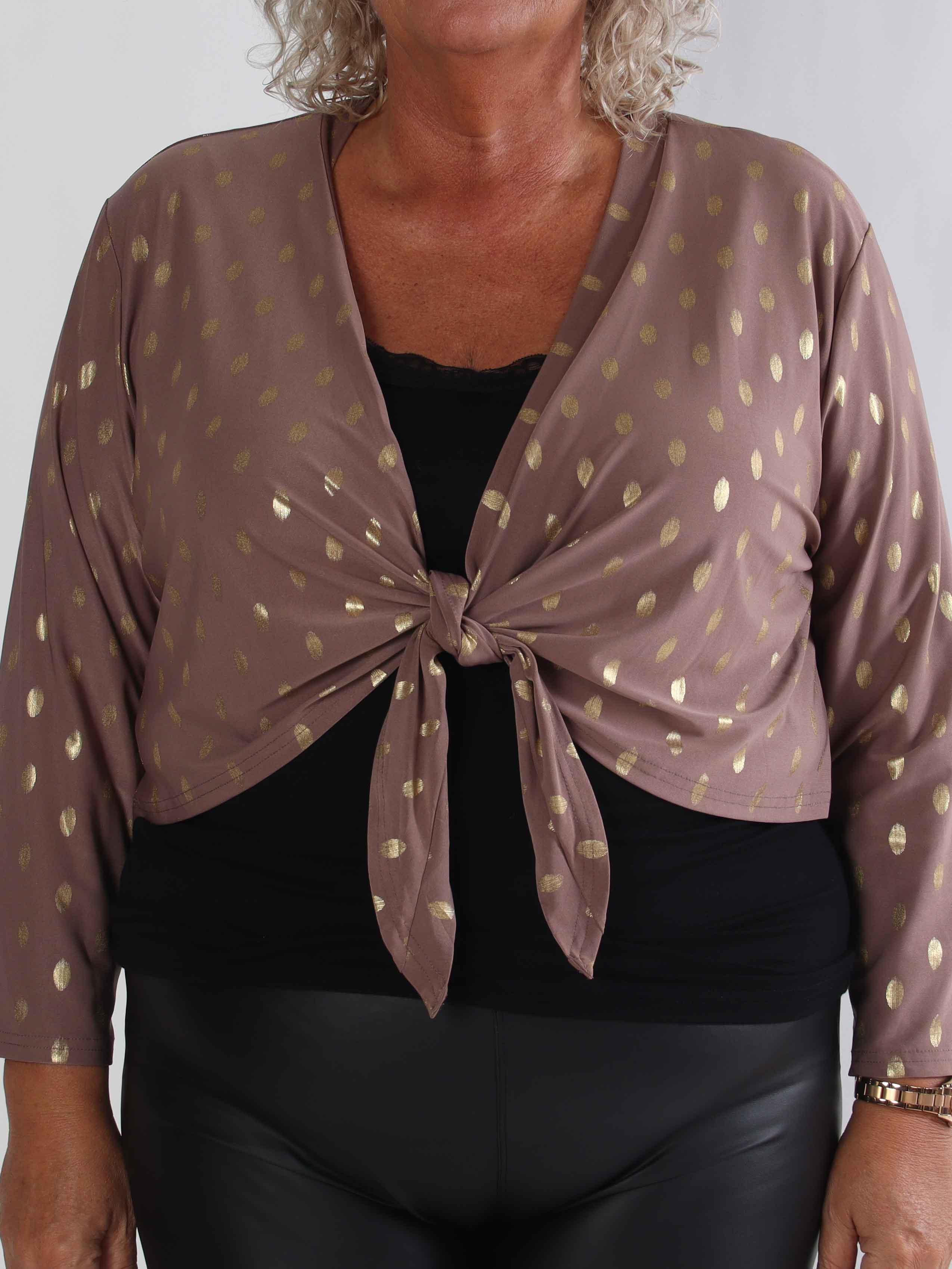 Werena Dot - Kort elastisk plus size cardigan med guld prikker
