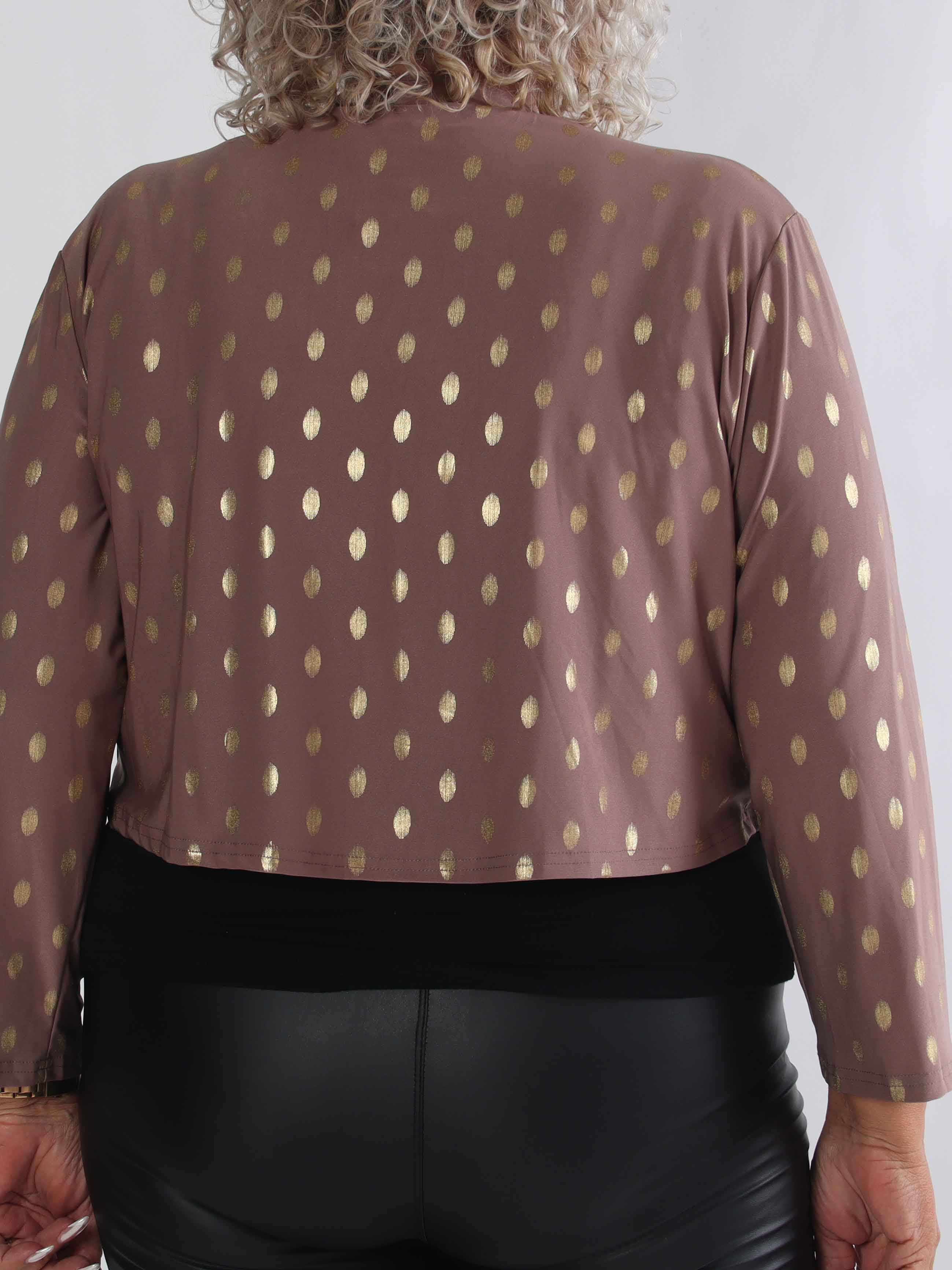Werena Dot - Kort elastisk plus size cardigan med guld prikker