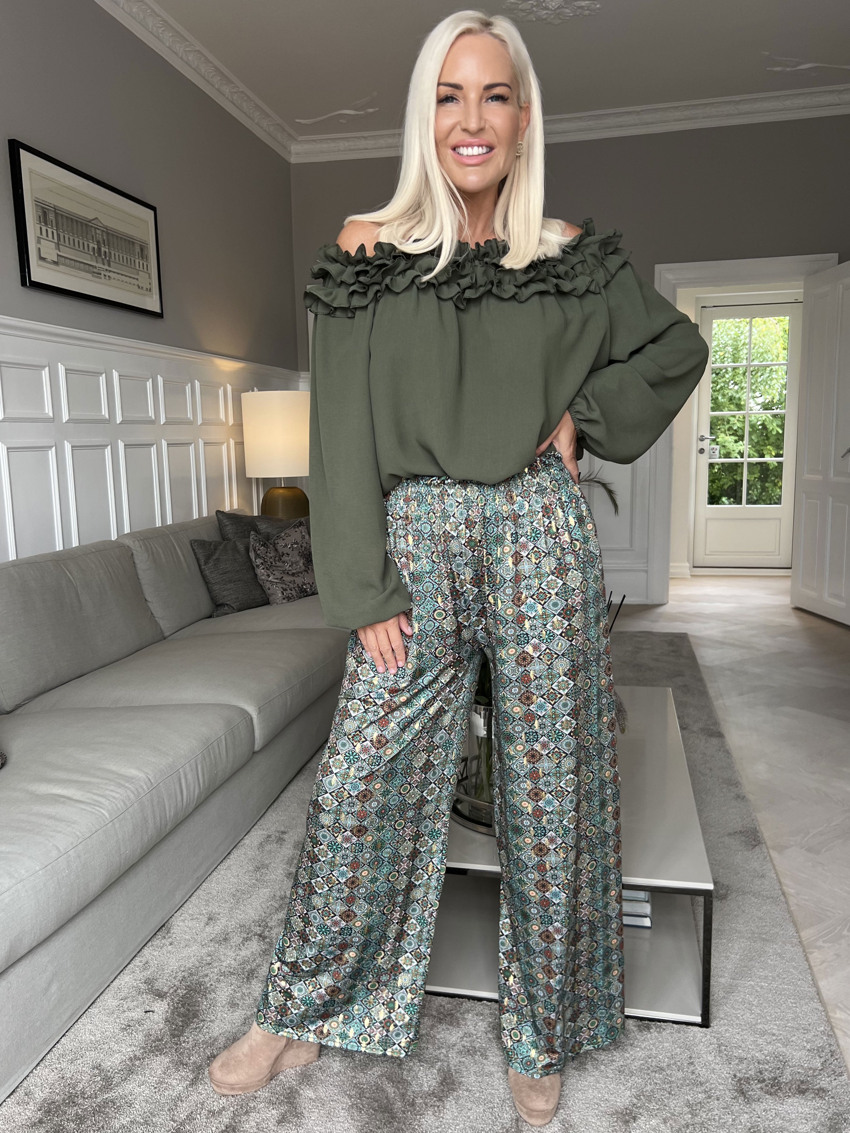 Pams Pants Mosaic - Løse mønstret bukser i elastisk stof