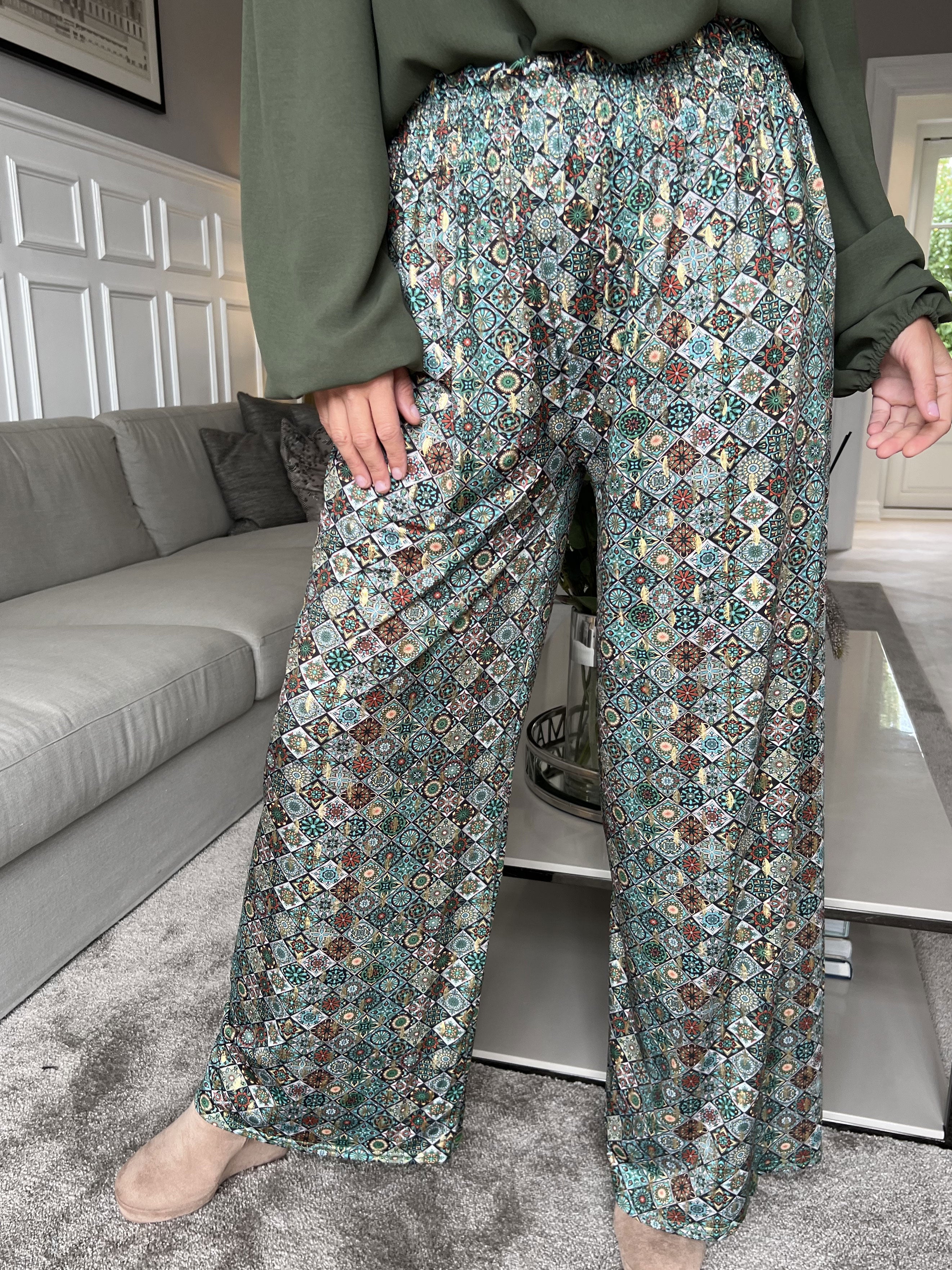 Pams Pants Mosaic - Løse mønstret bukser i elastisk stof