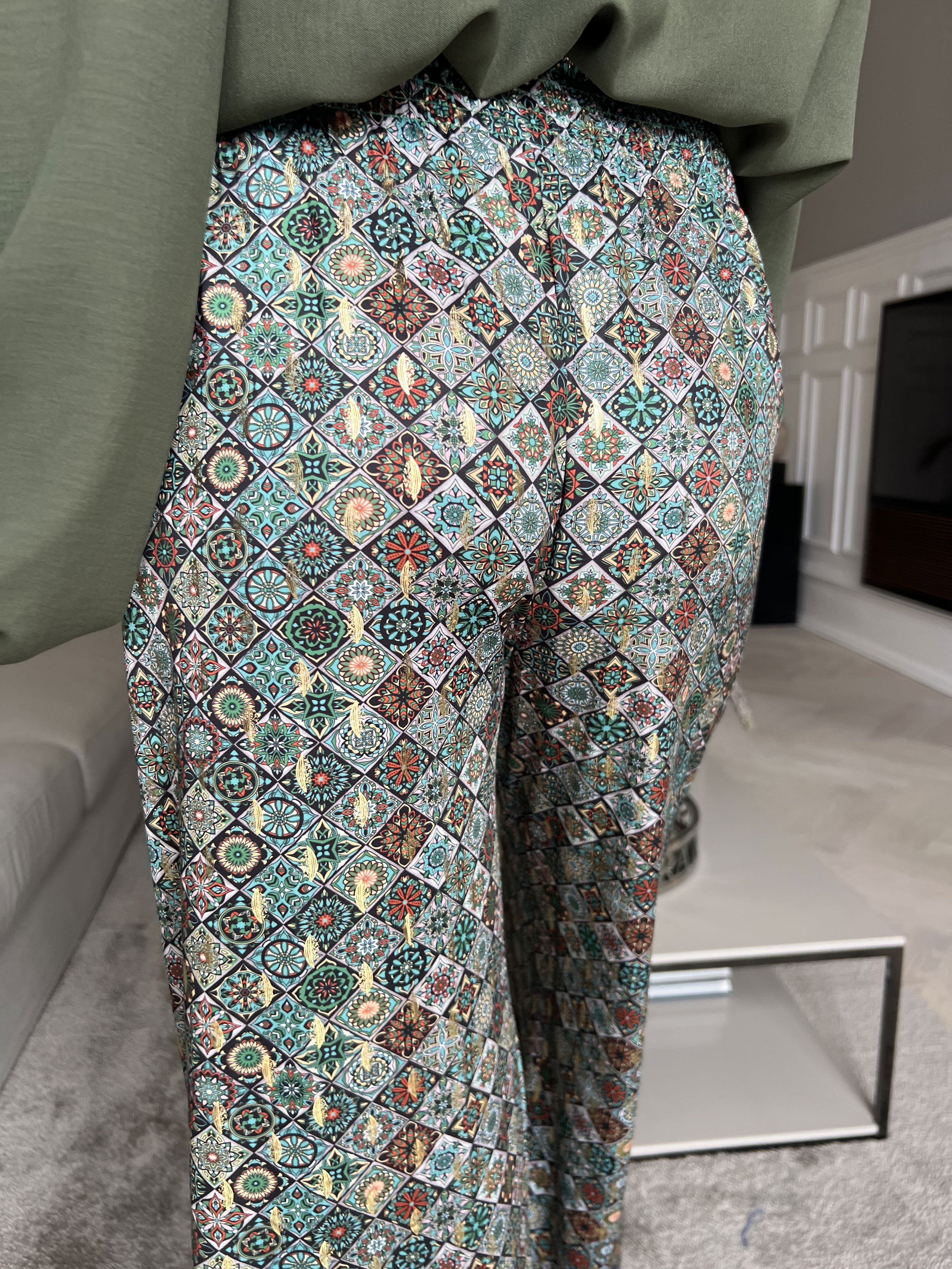 Pams Pants Mosaic - Løse mønstret bukser i elastisk stof