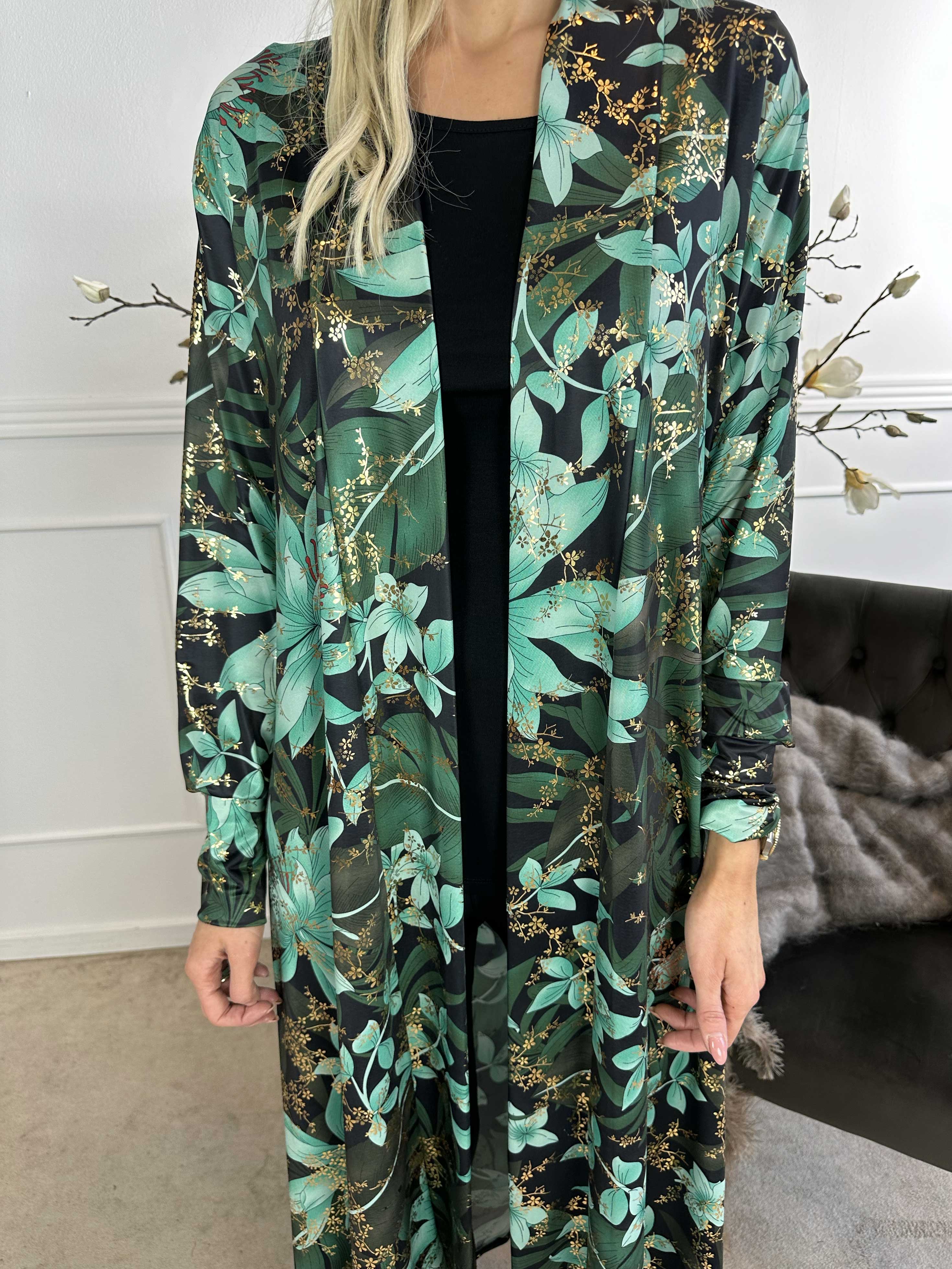 Mikkala Gold Flower - Elastisk cardigan med print