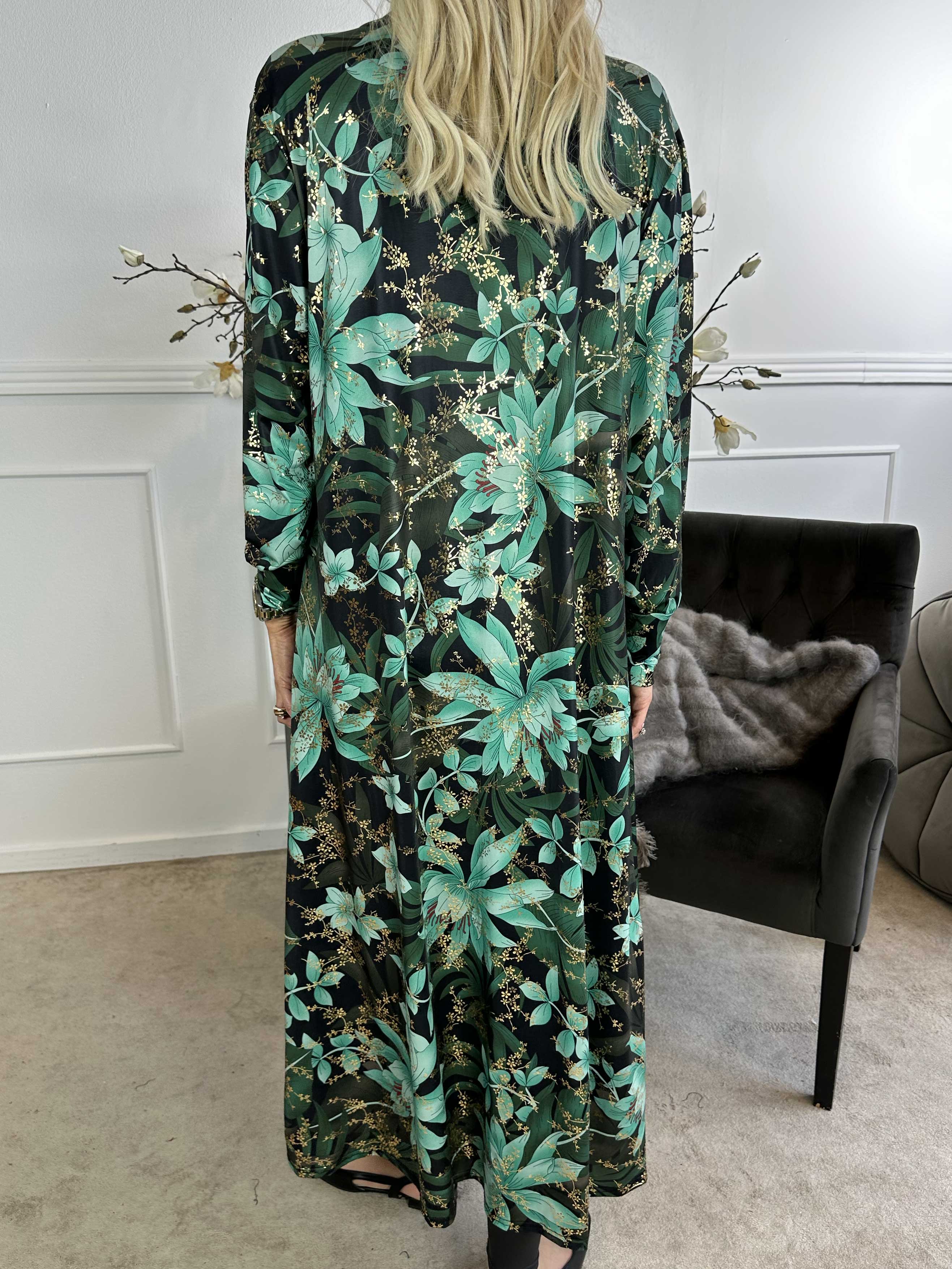 Mikkala Gold Flower - Elastisk cardigan med print