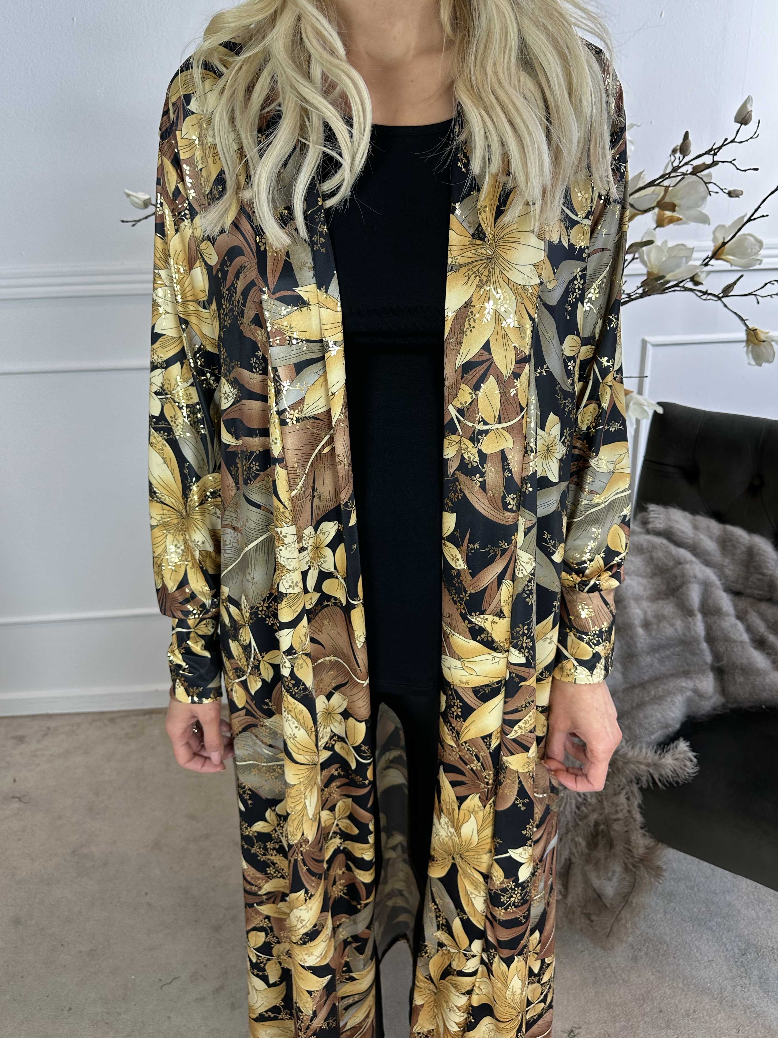 Mikkala Gold Flower - Elastisk cardigan med print