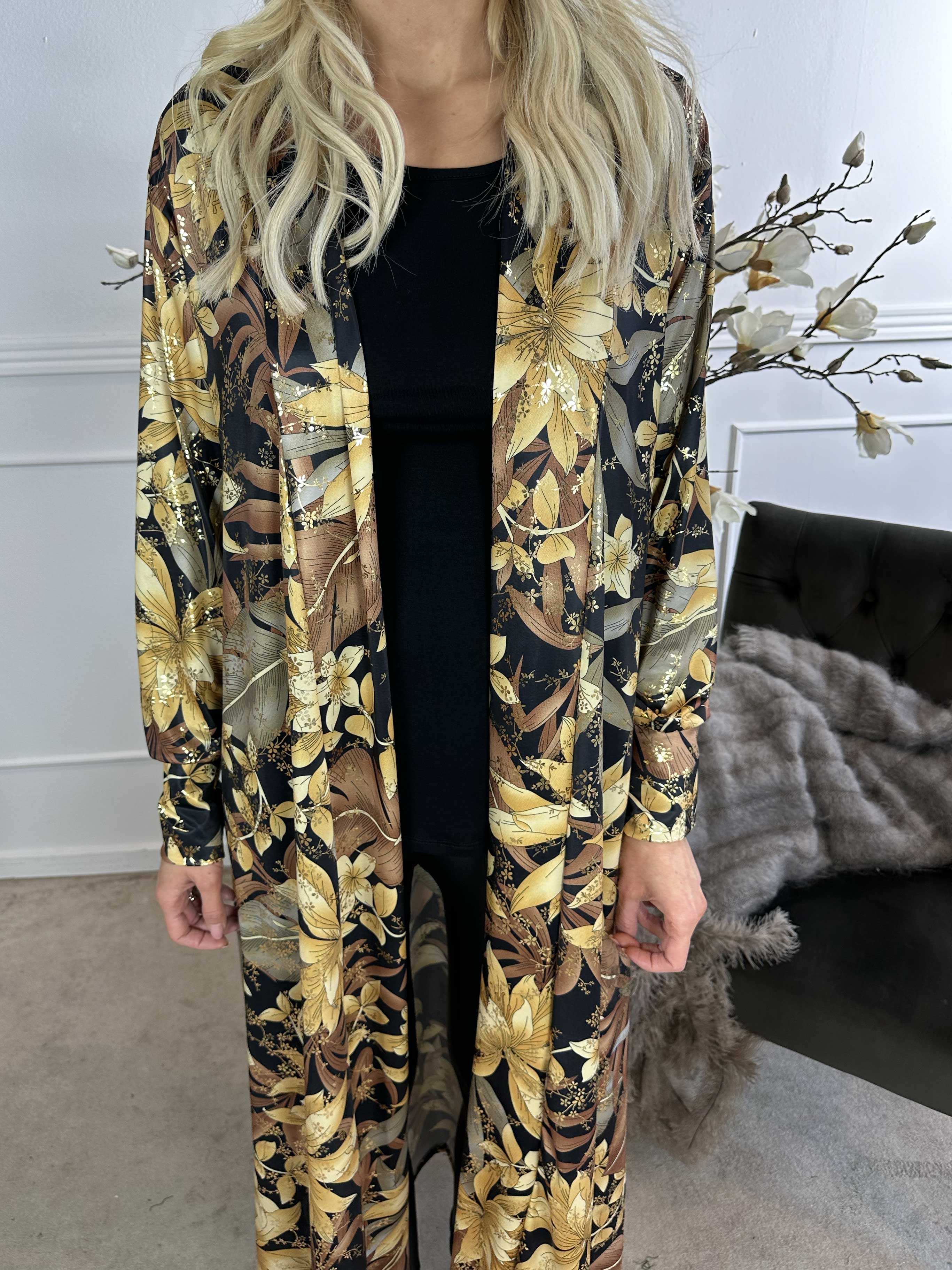 Mikkala Gold Flower - Elastisk cardigan med print
