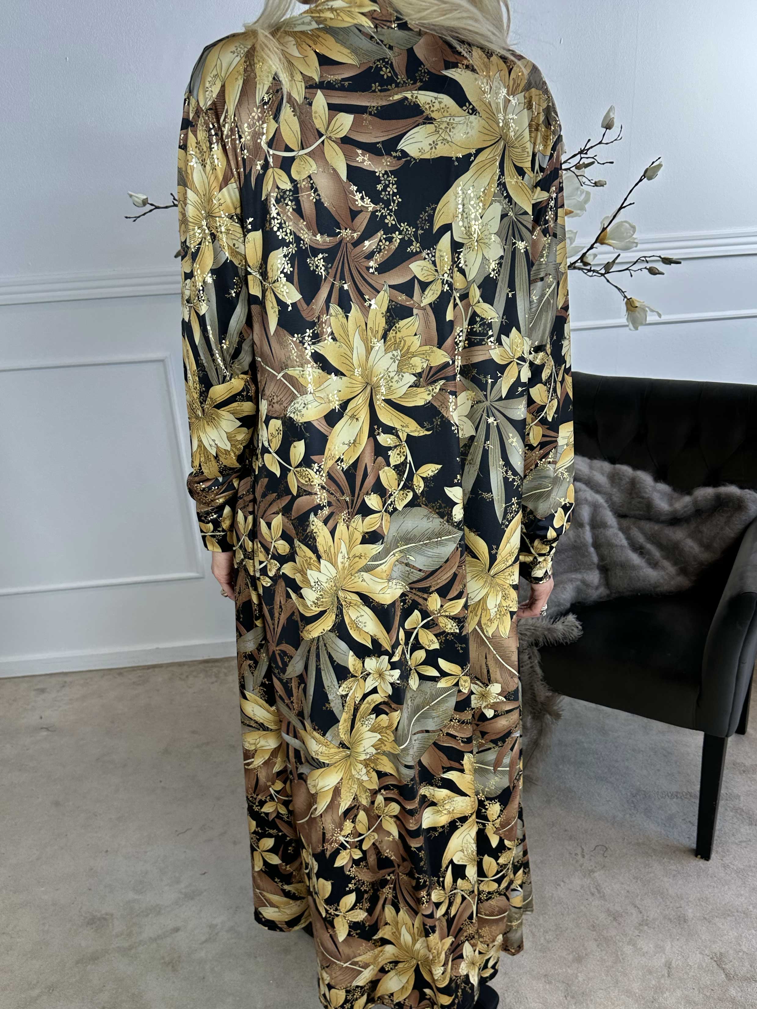 Mikkala Gold Flower - Elastisk cardigan med print