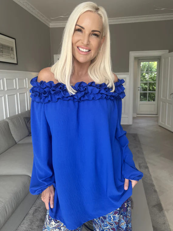 Chili - Fineste plus size tunika bluse med flæser i udskæringen (bestseller)