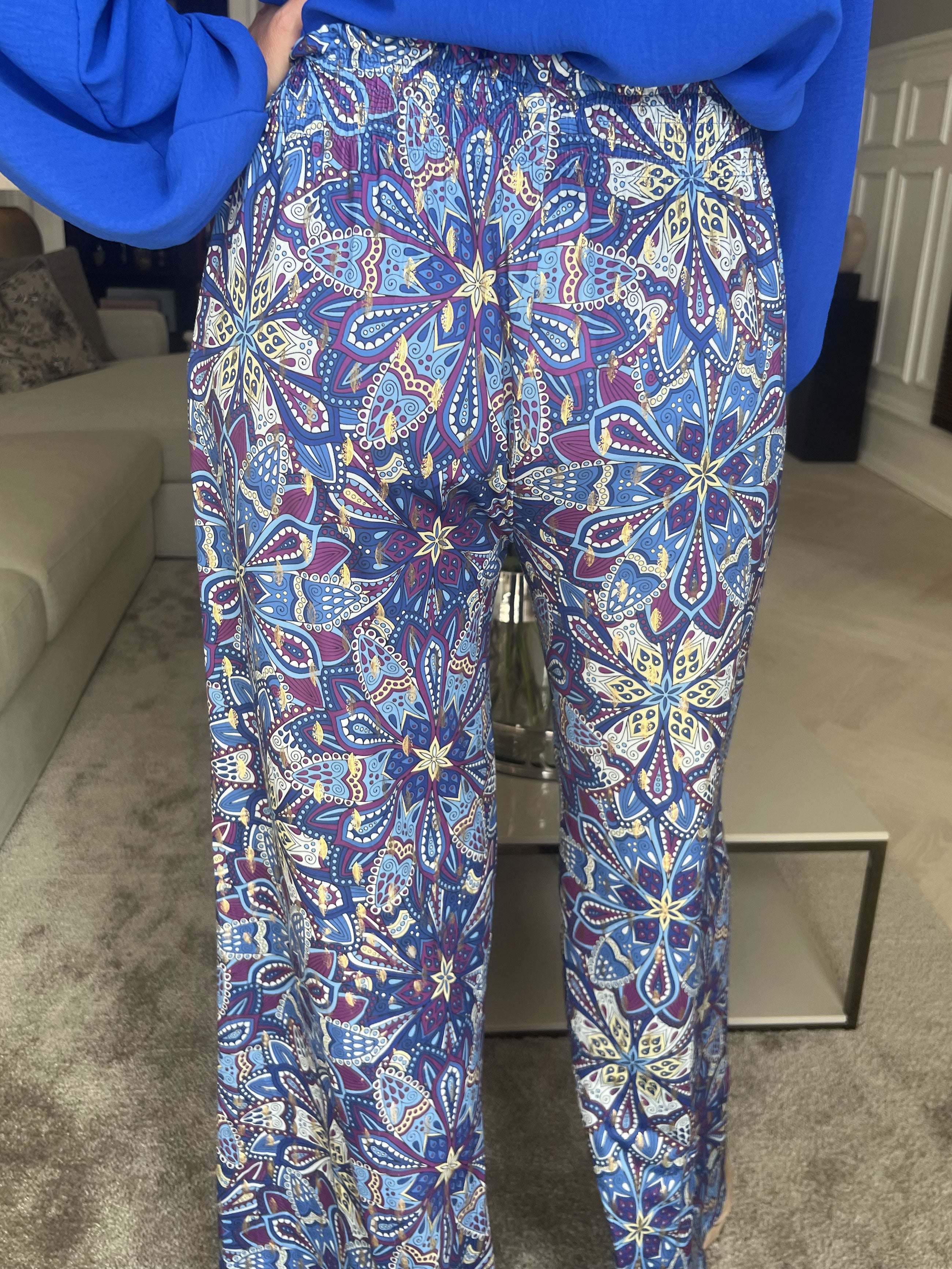 Pams Pants Multi - Løse mønstret bukser i elastisk stof