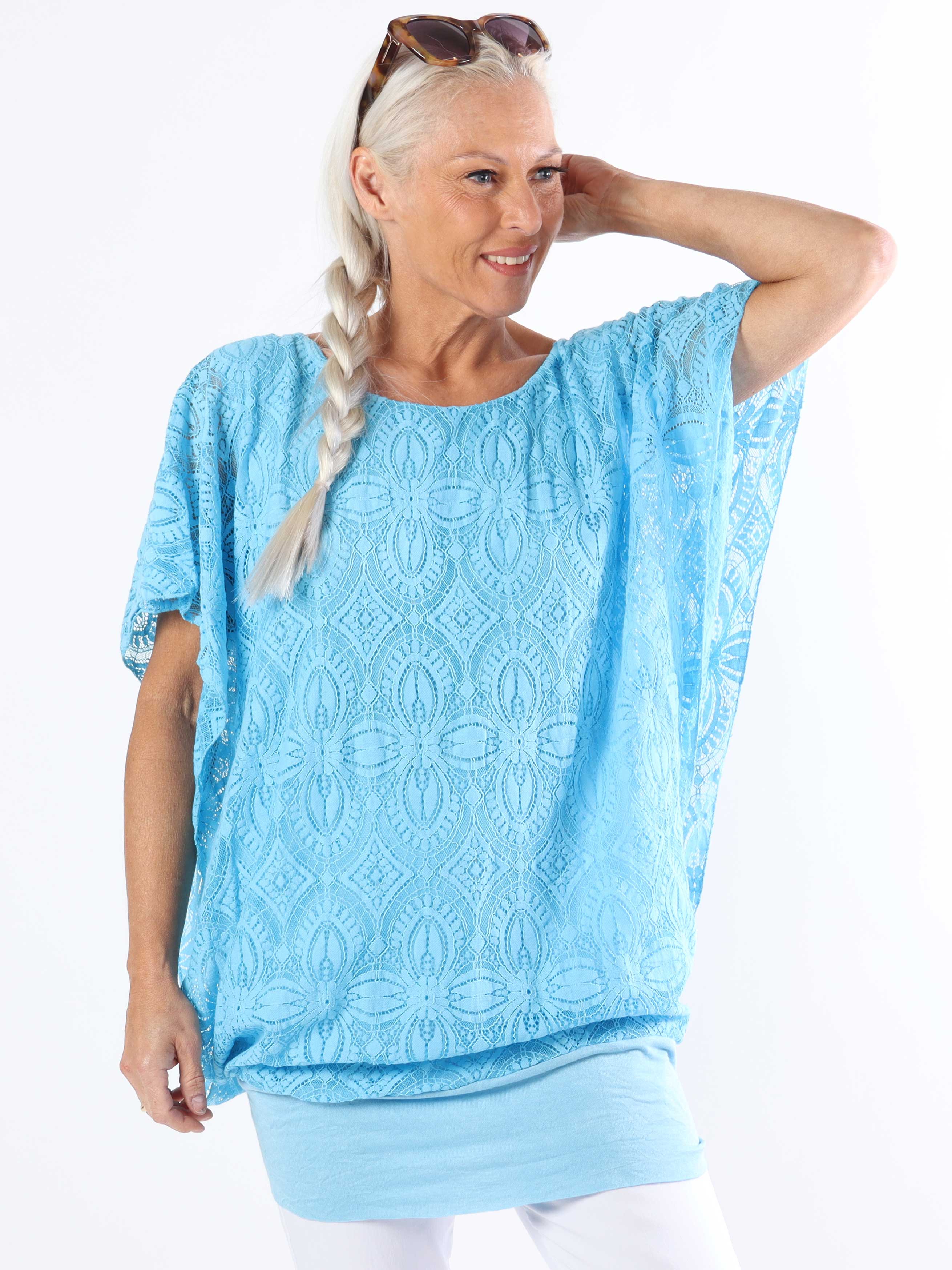 Indiana - Sød plus size blondetunika i bomuld