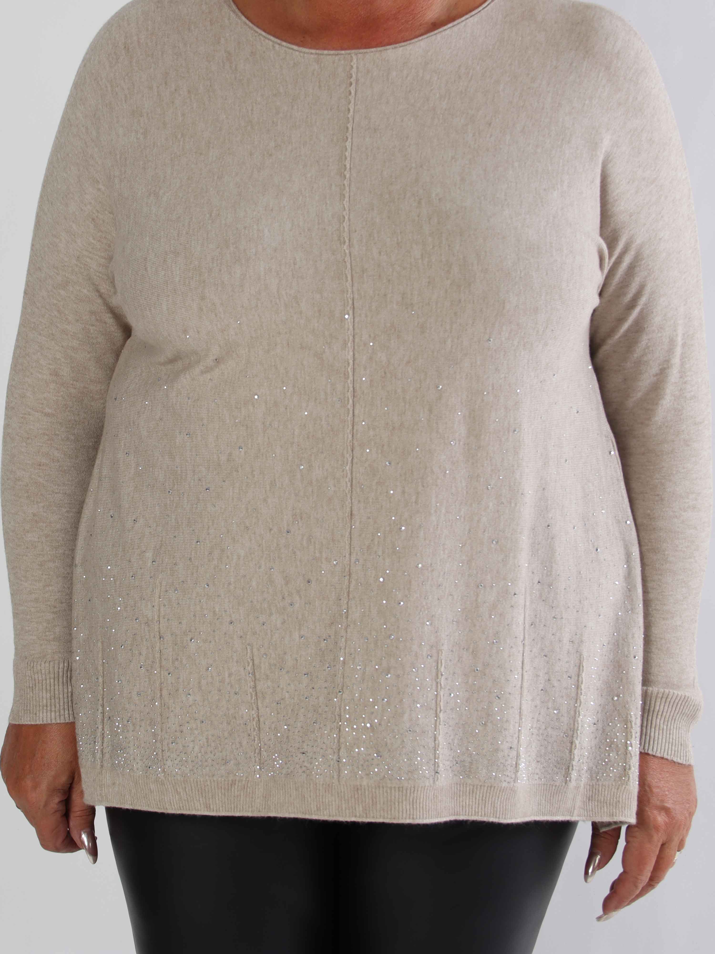 Inga - Meget blød plus size strikbluse pyntet med similisten