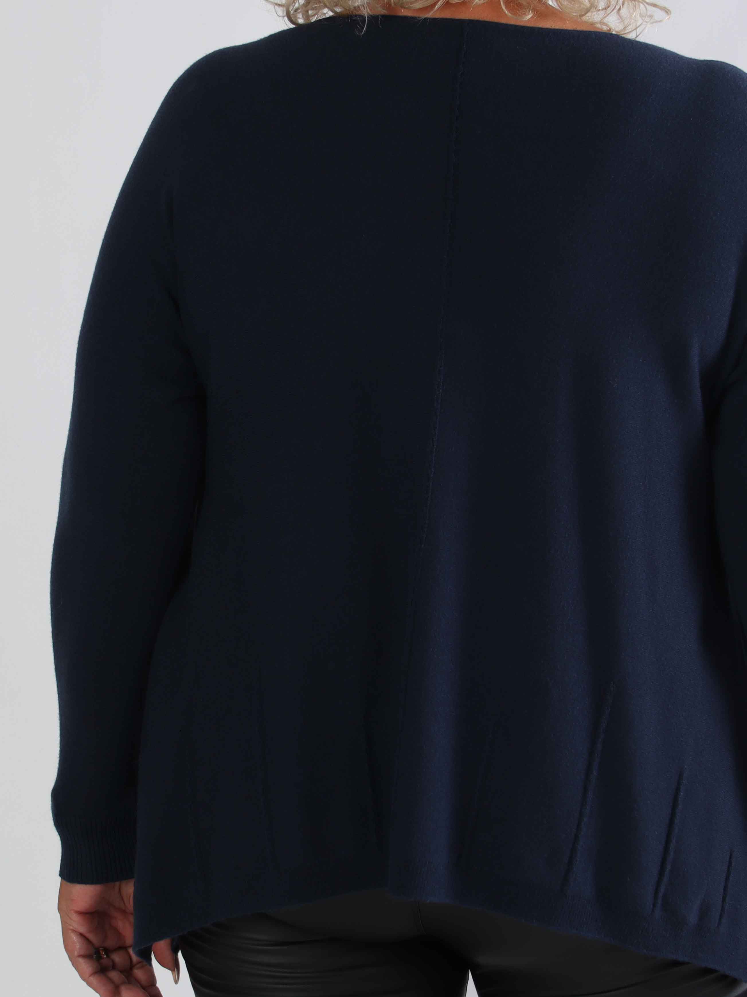 Inga - Meget blød plus size strikbluse pyntet med similisten