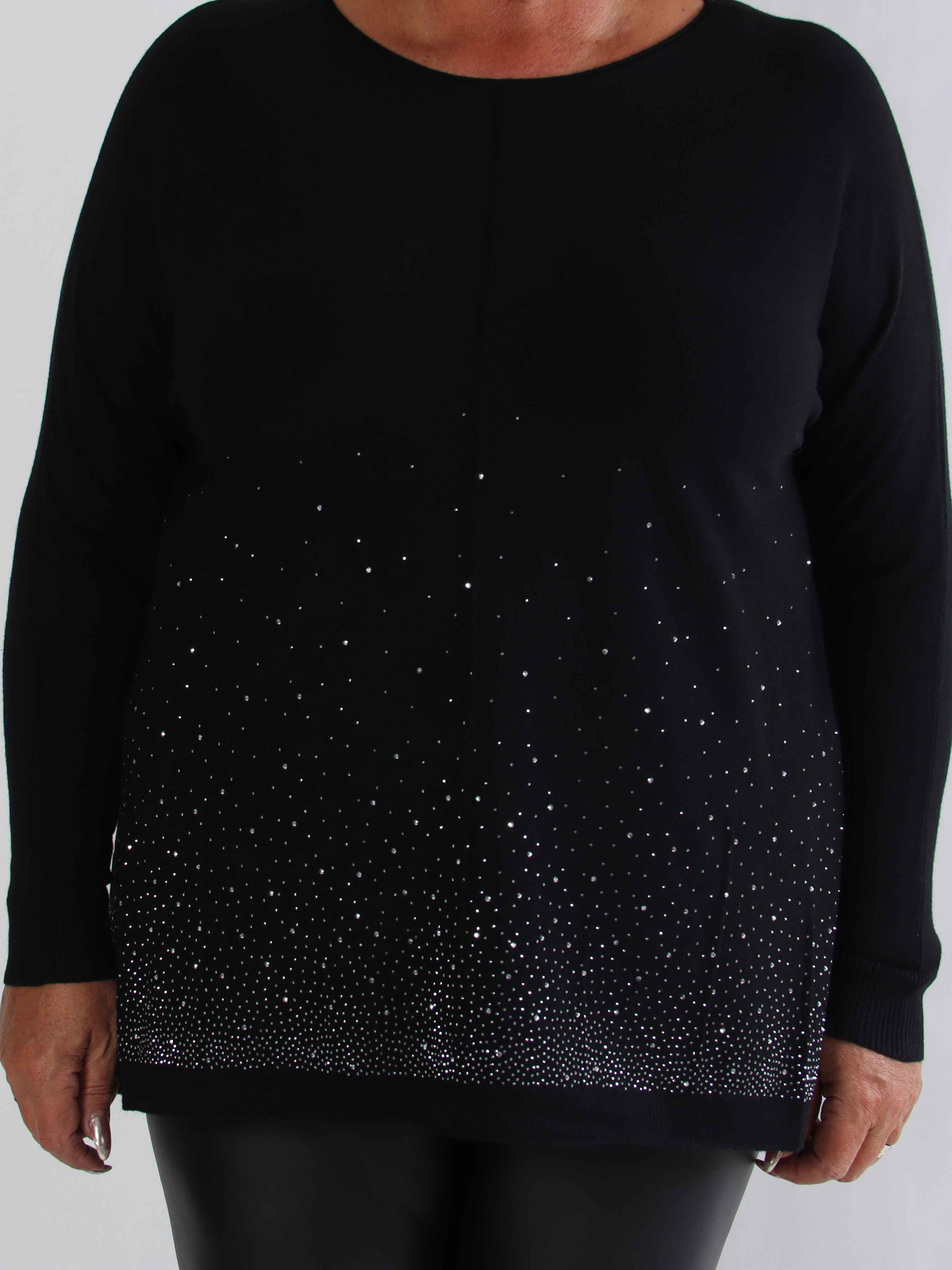 Inga - Meget blød plus size strikbluse pyntet med similisten