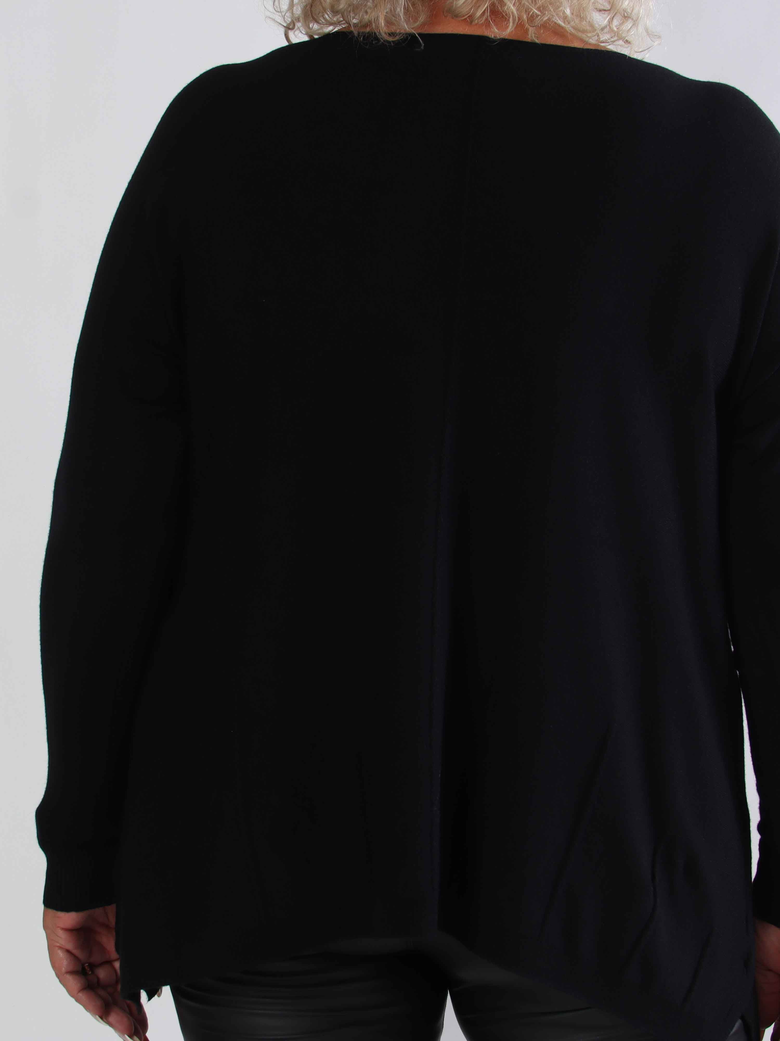 Inga - Meget blød plus size strikbluse pyntet med similisten