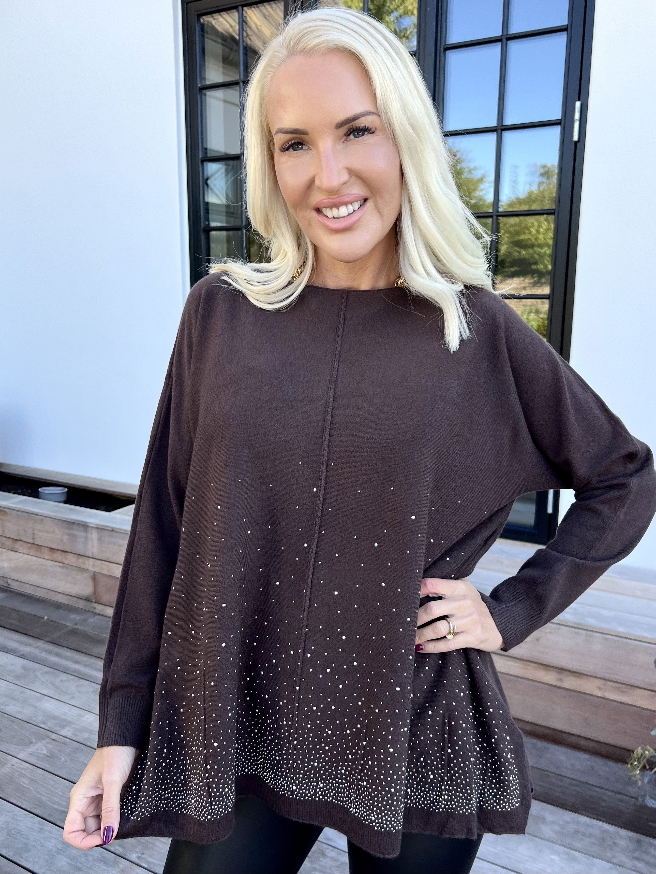 Inga - Meget blød strikbluse pyntet med similisten