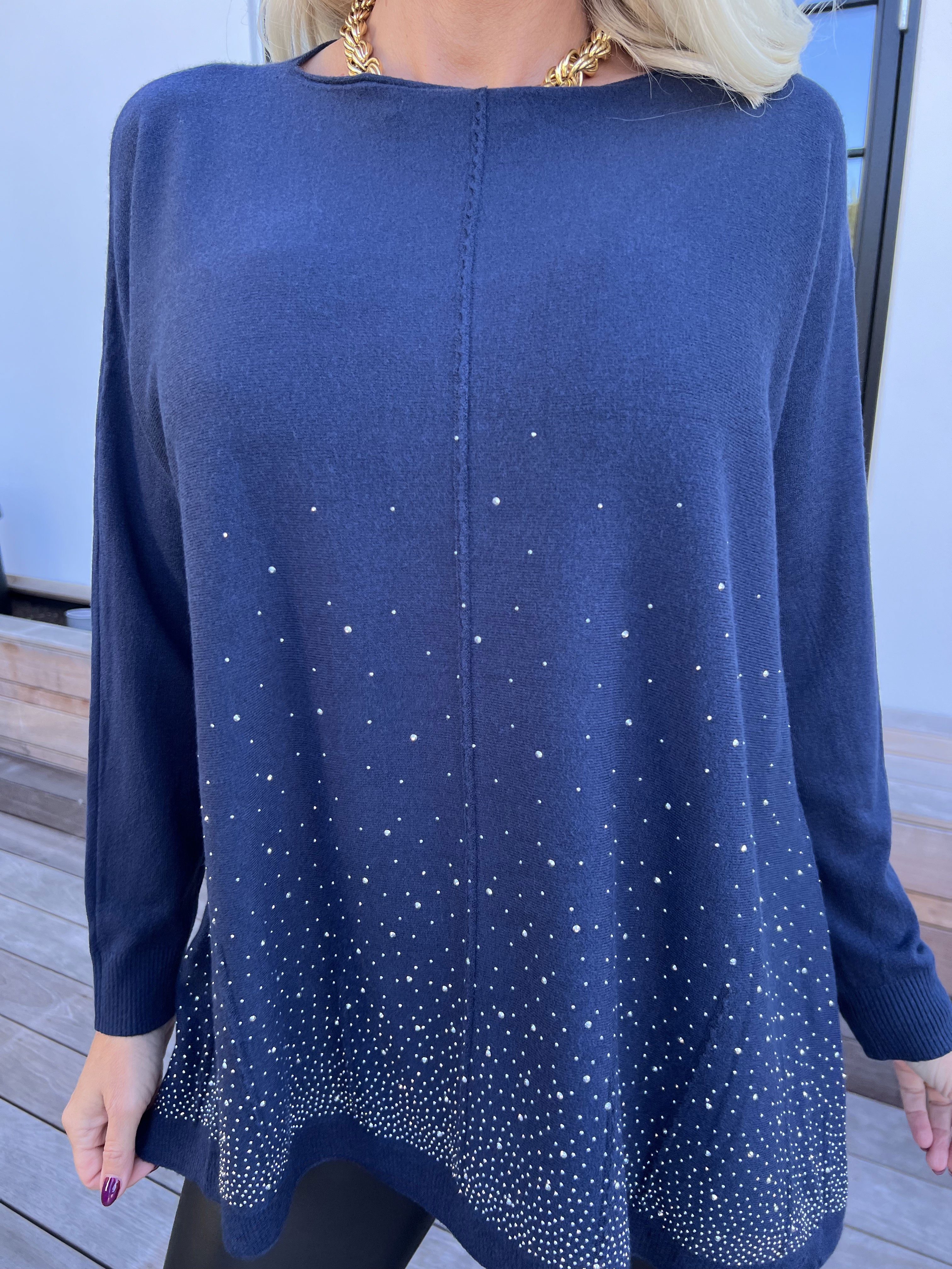 Inga - Meget blød strikbluse pyntet med similisten