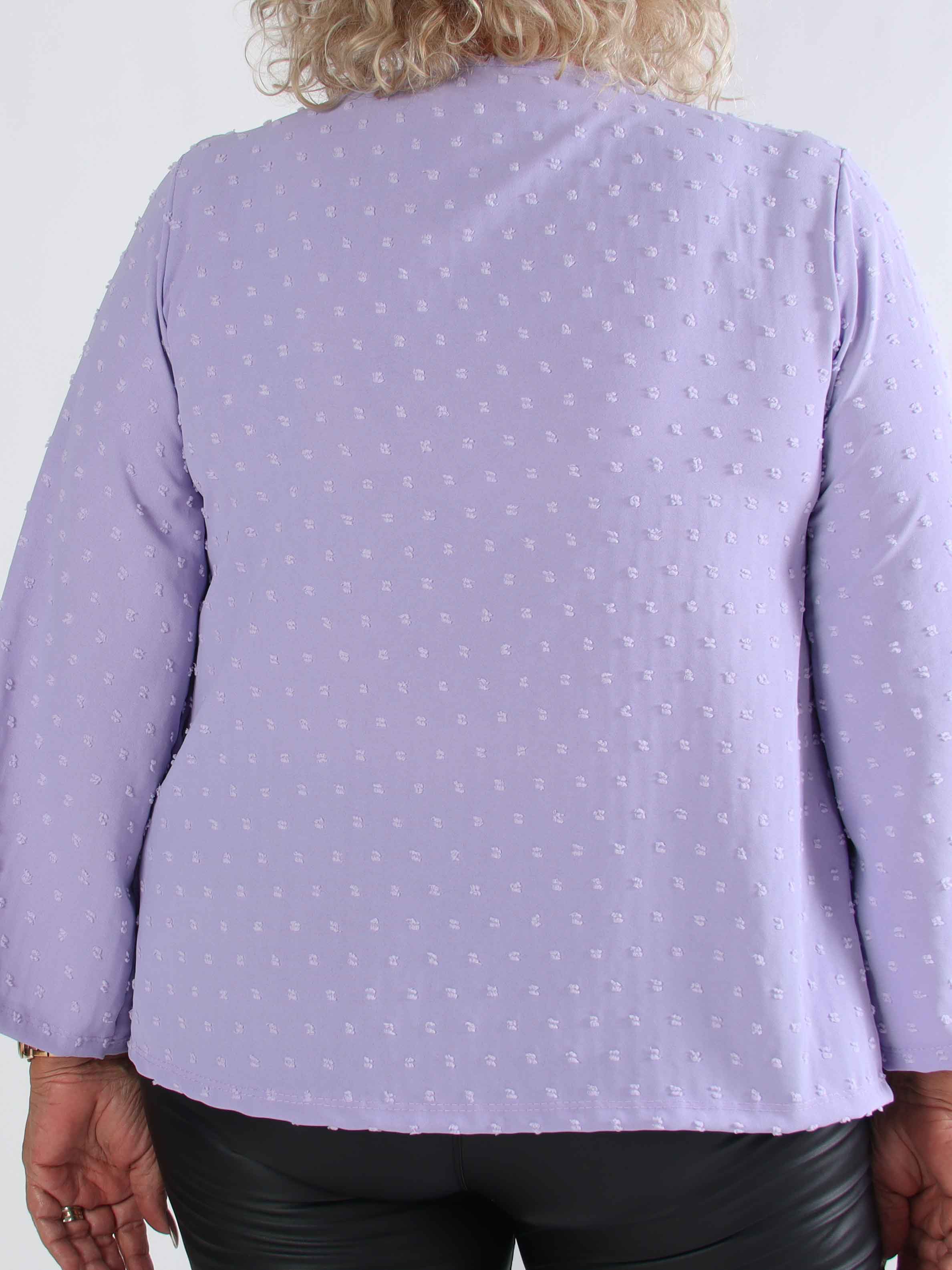 Iselin - Sød plus size tunika med prikket detaljer og sølv knapper