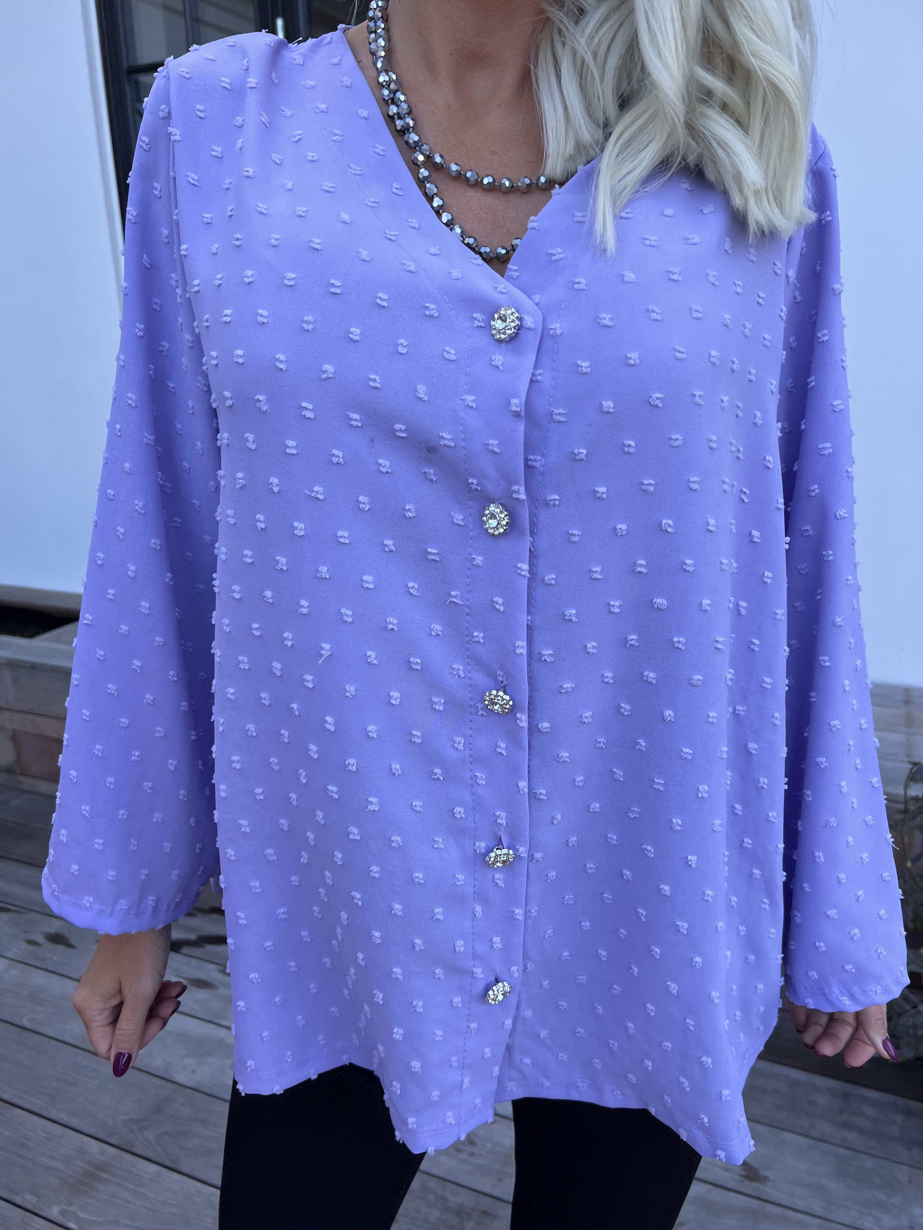 Iselin - Sød tunika med prikket detaljer og sølv knapper