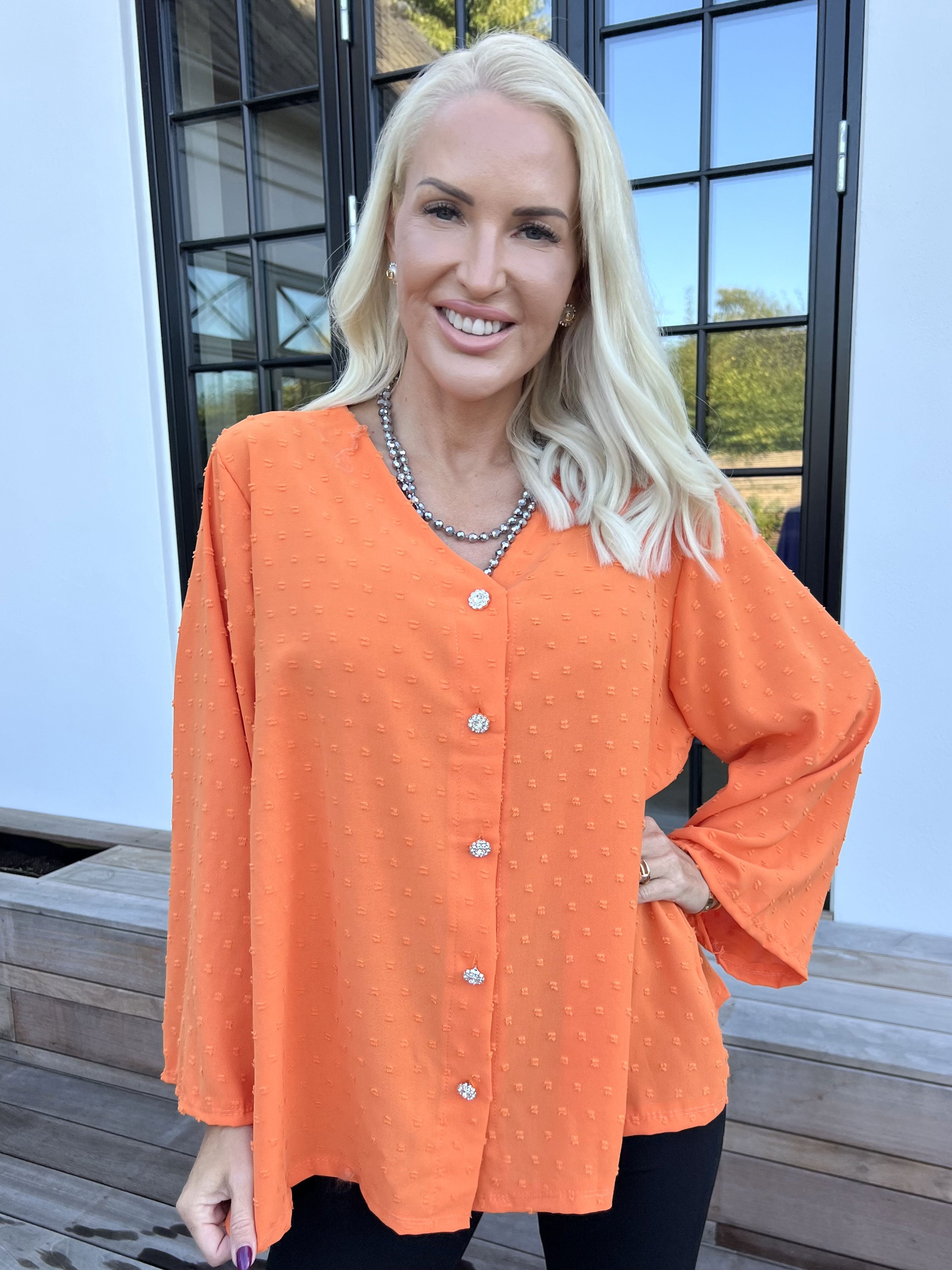 Iselin - Sød tunika med prikket detaljer og sølv knapper