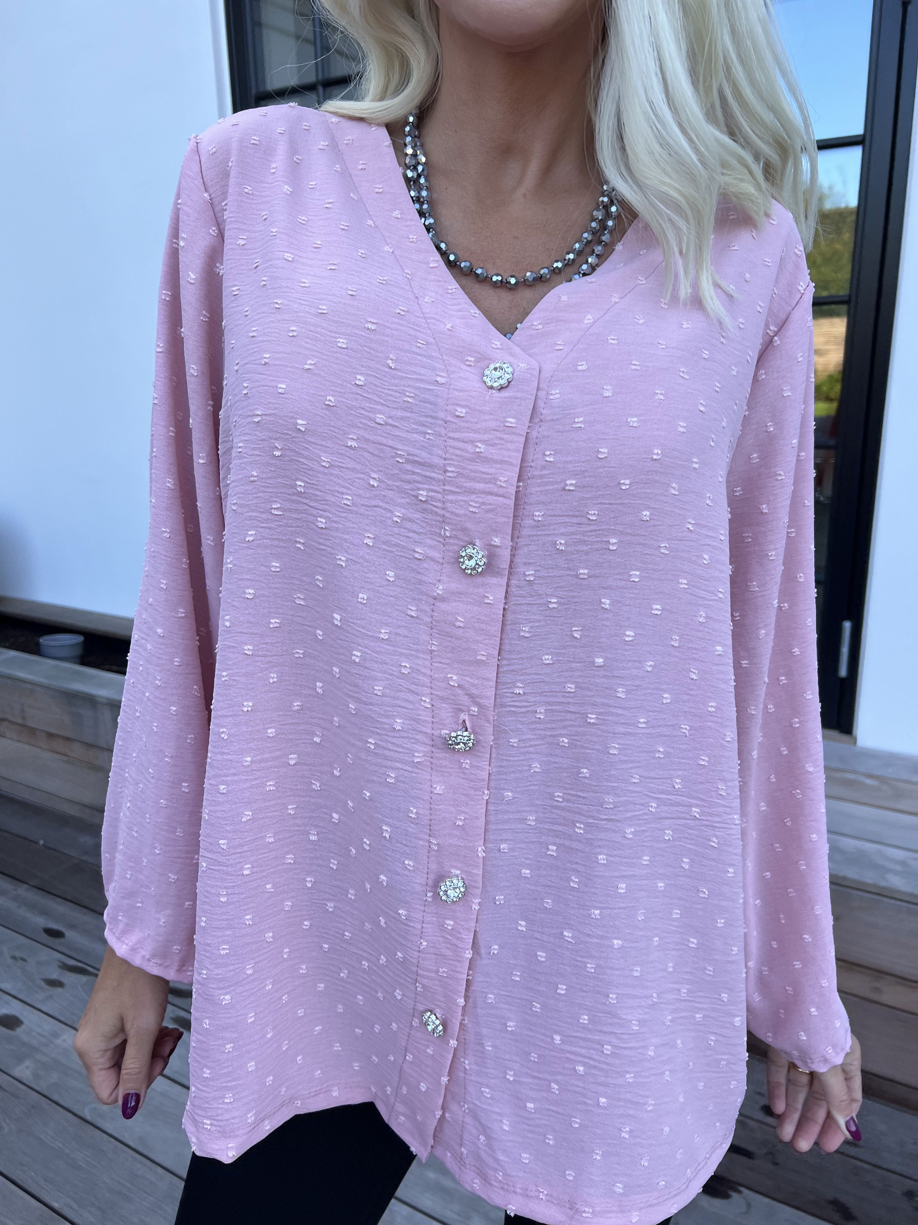 Iselin - Sød tunika med prikket detaljer og sølv knapper