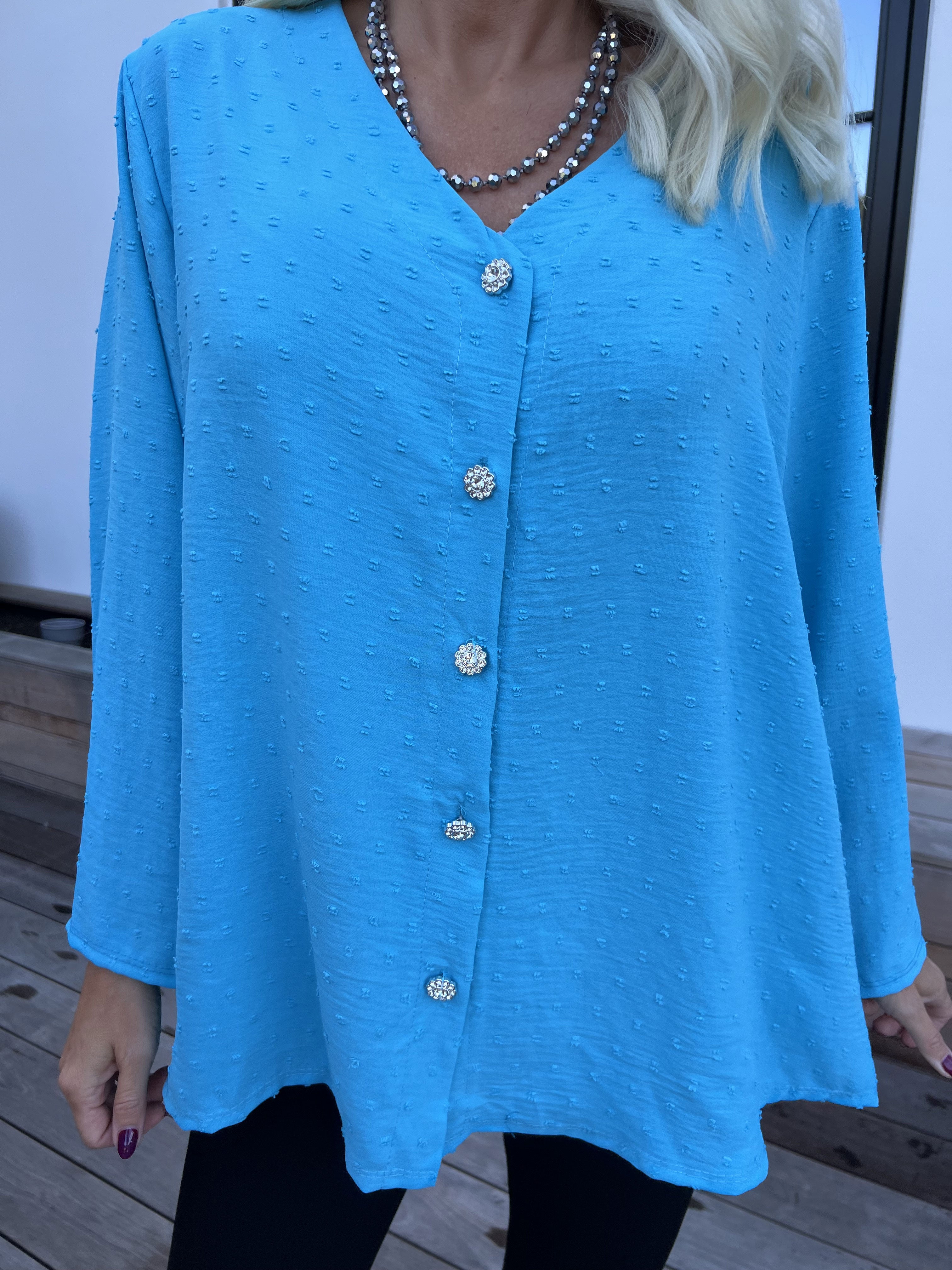 Iselin - Sød tunika med prikket detaljer og sølv knapper