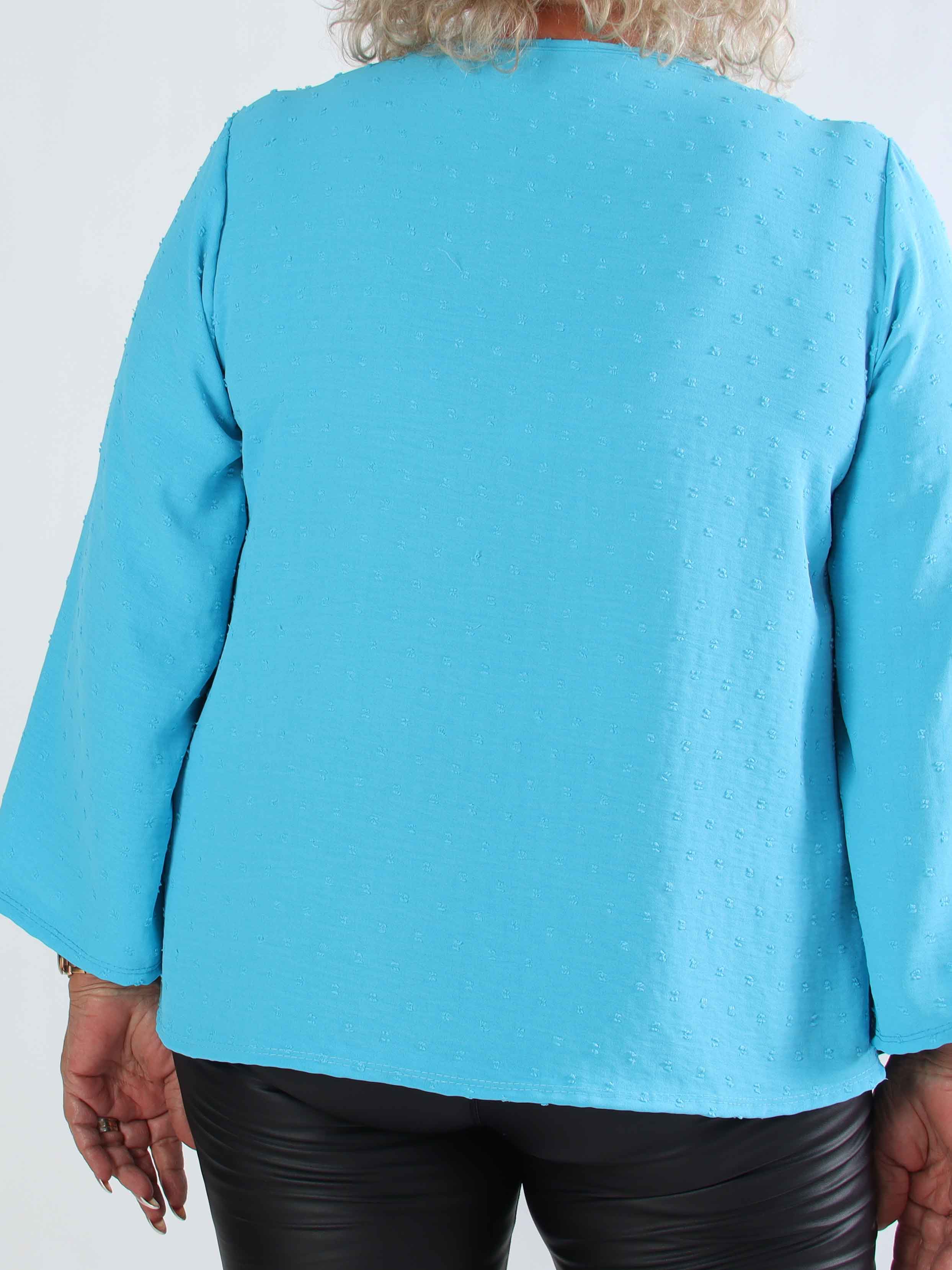 Iselin - Sød plus size tunika med prikket detaljer og sølv knapper