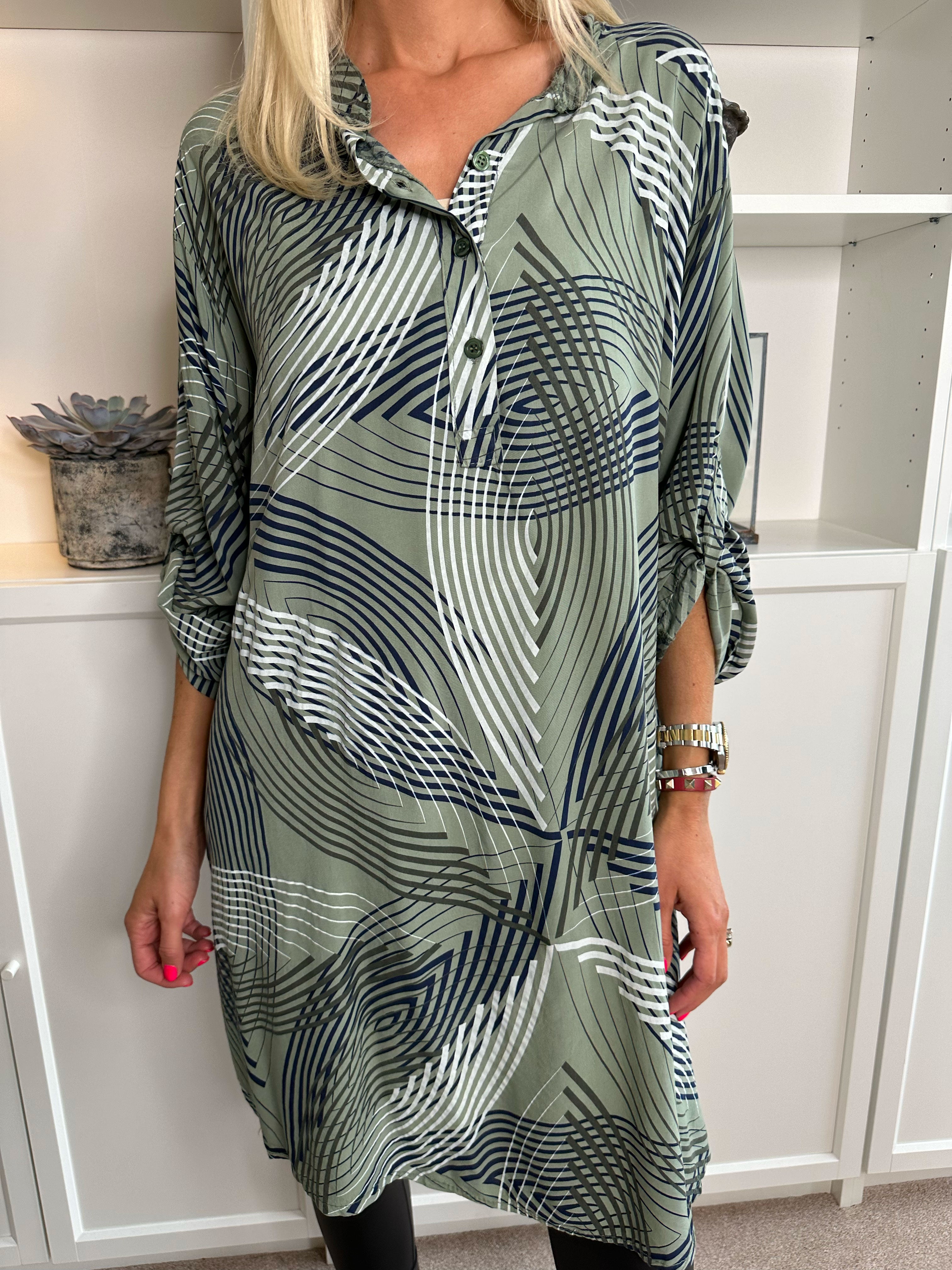 Isidora - Lang mønstret tunikakjole i viskose