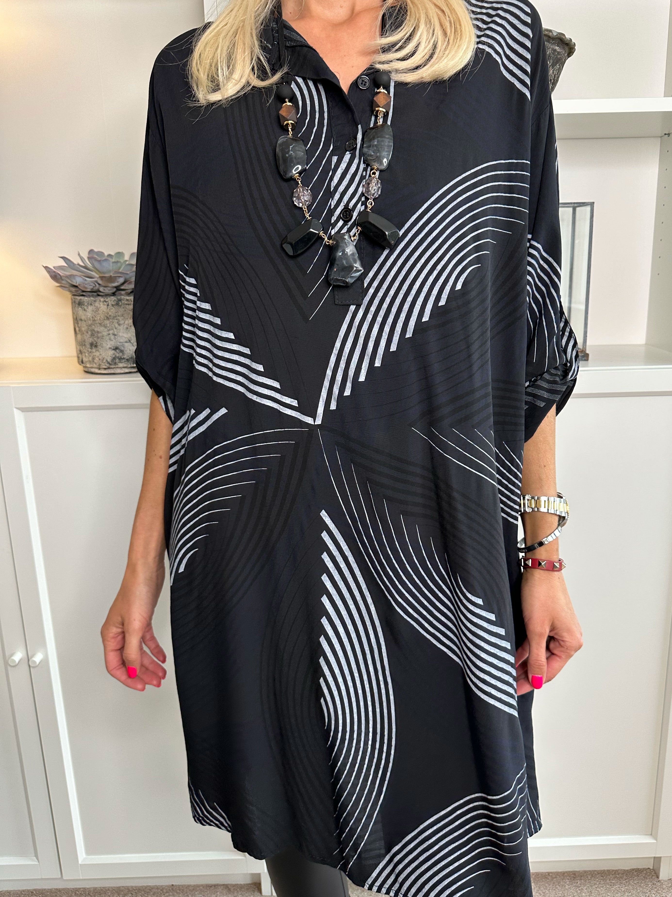 Isidora - Lang mønstret tunikakjole i viskose