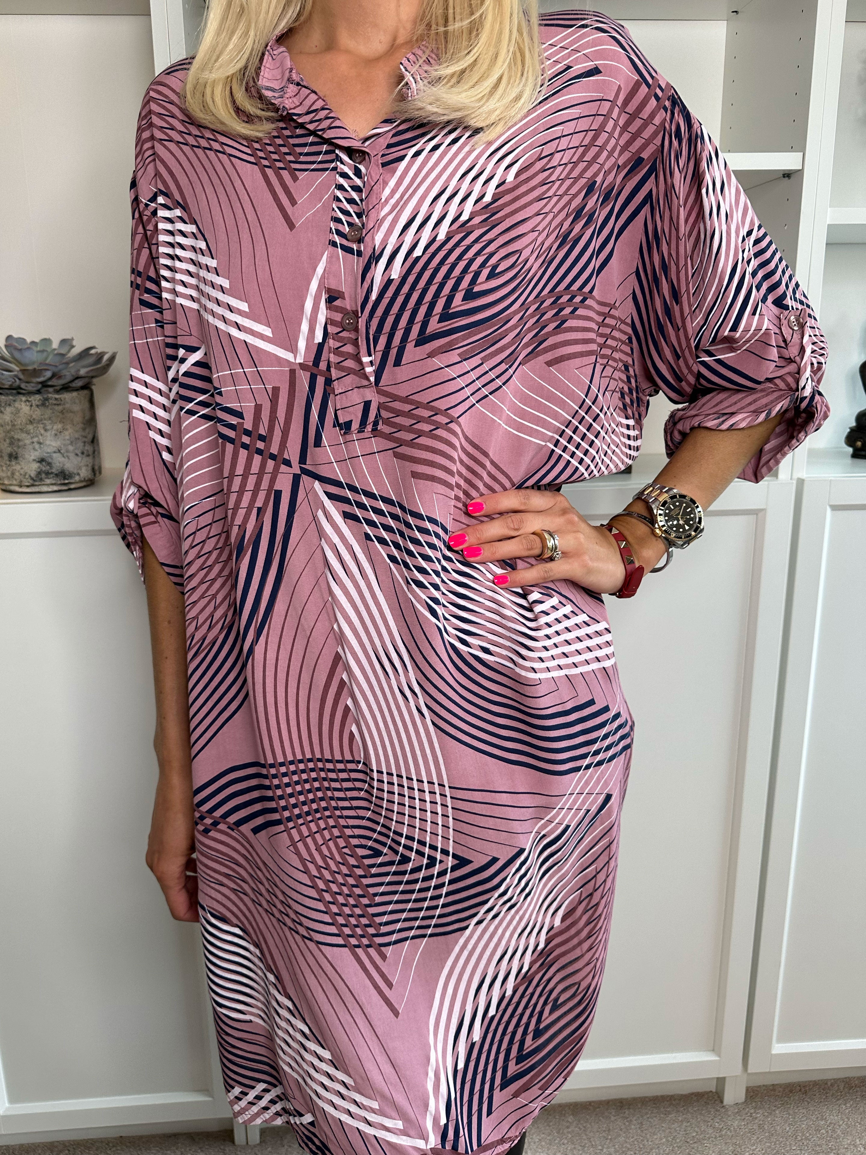 Isidora - Lang mønstret tunikakjole i viskose