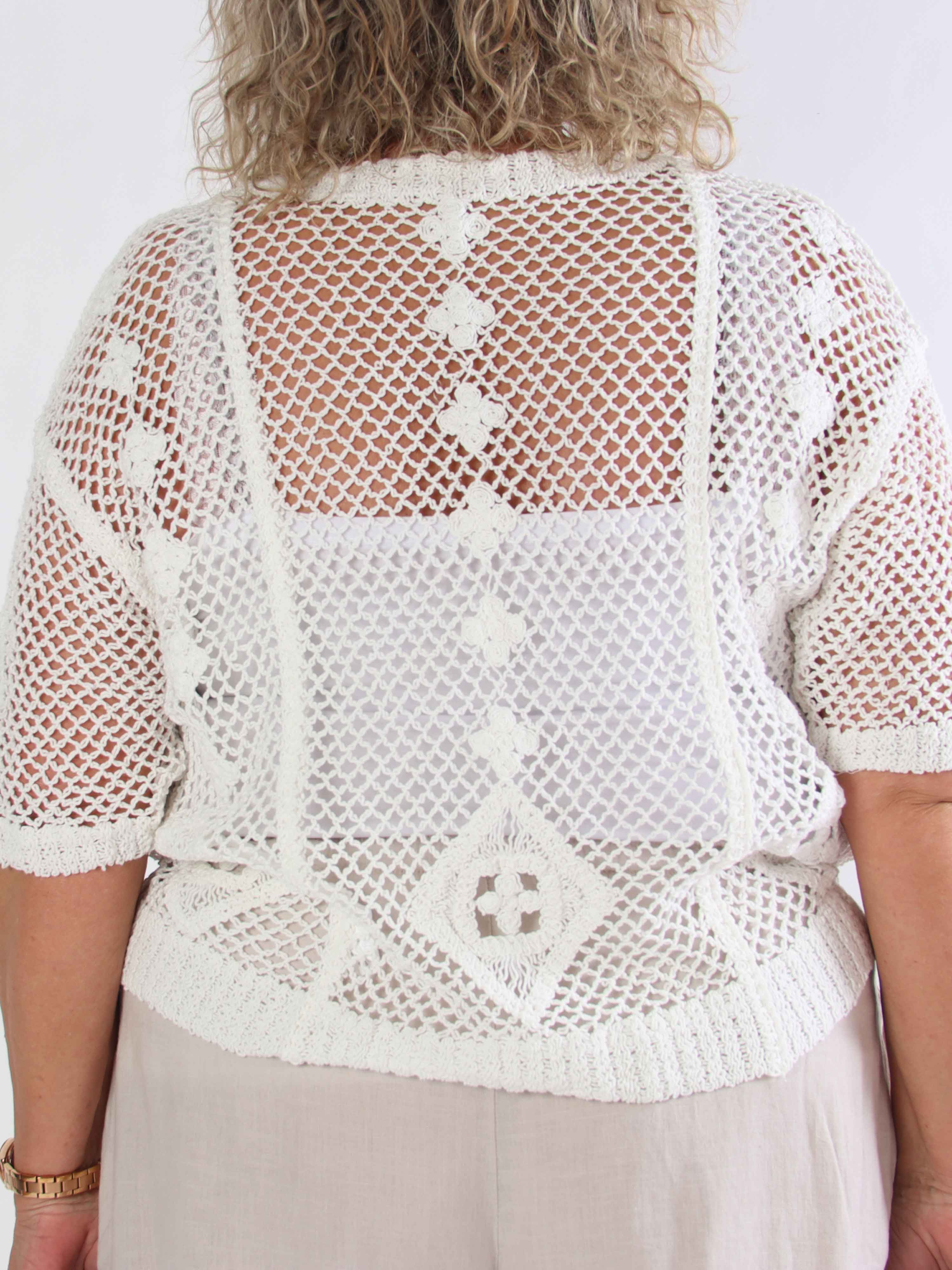 Ivy - Feminin hæklet plus size bluse i bomuld