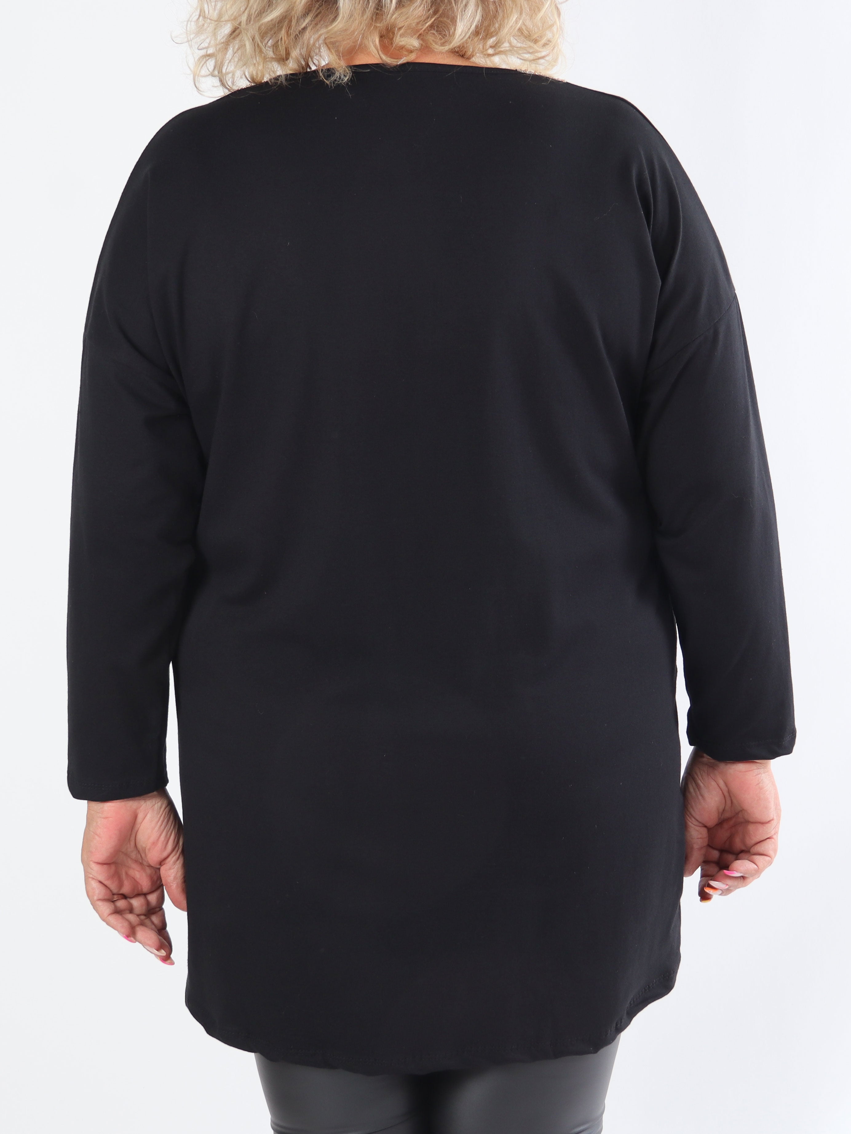 Jasmine - Blød plus size tunika i bomuld med pailletter