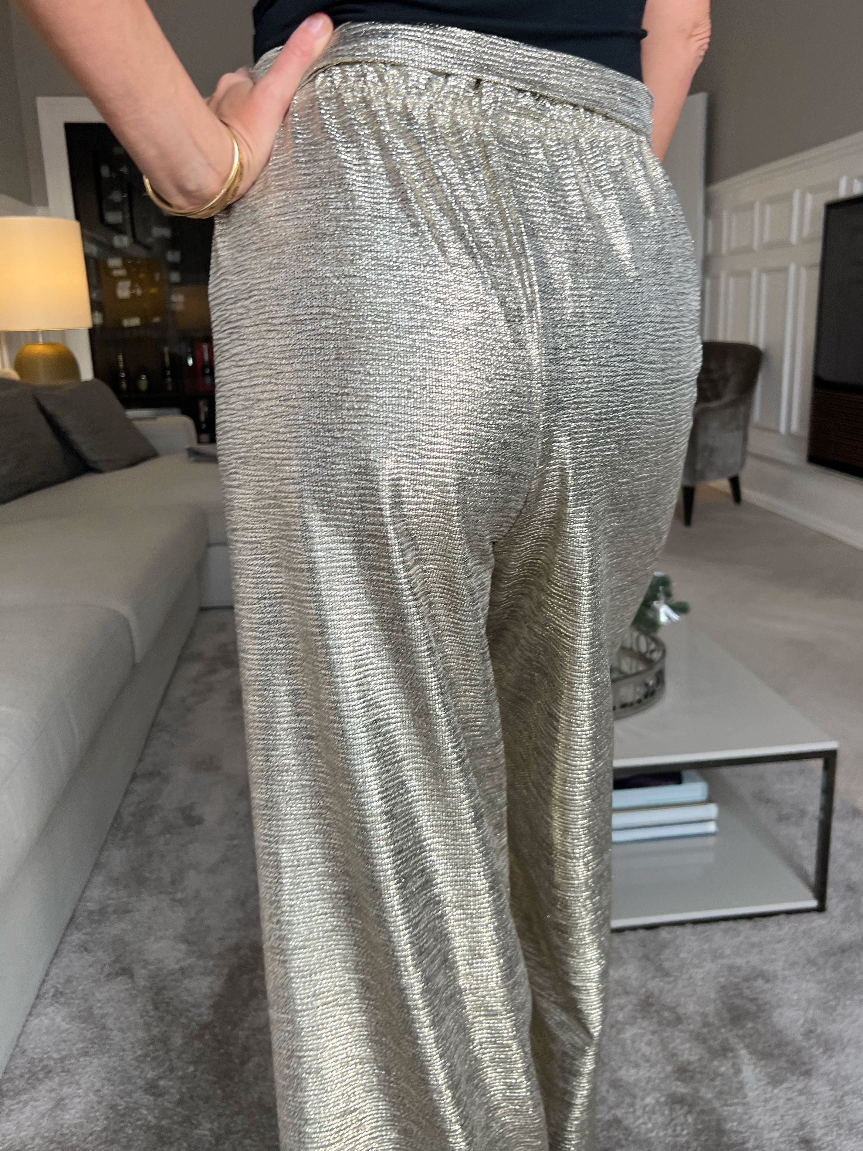 Jayda Pants - Løse bukser i shiny stof med elastikkant