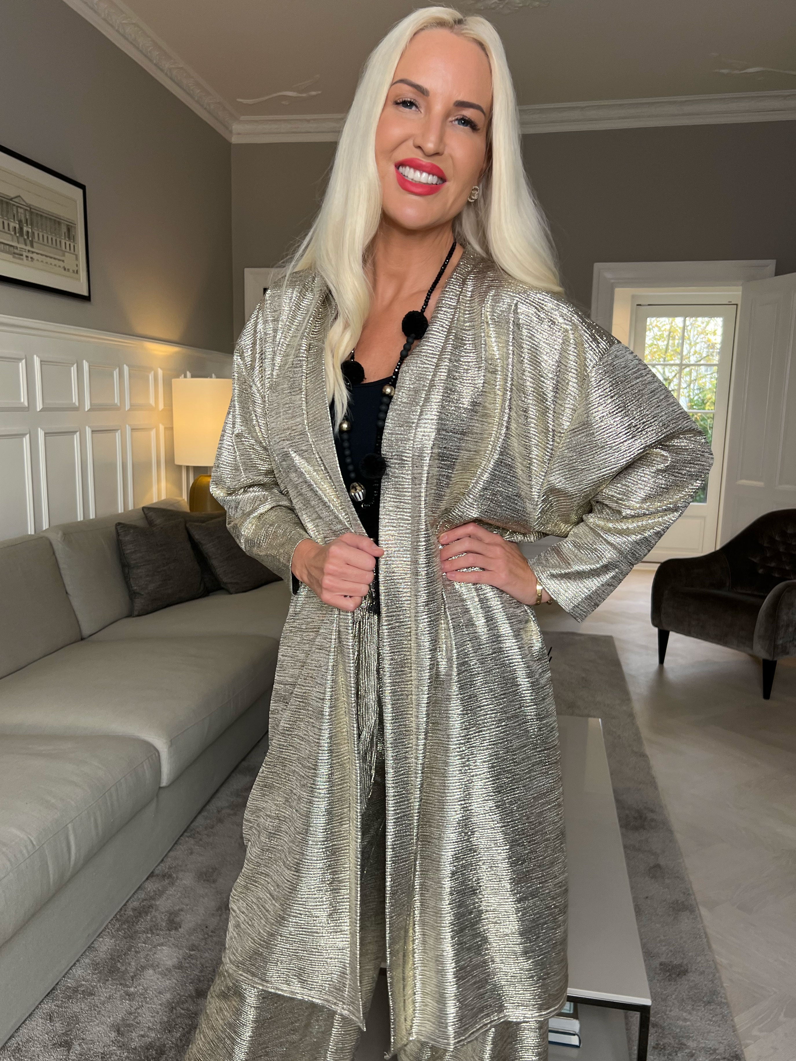 Jayda - Fin cardigan i shiny stof