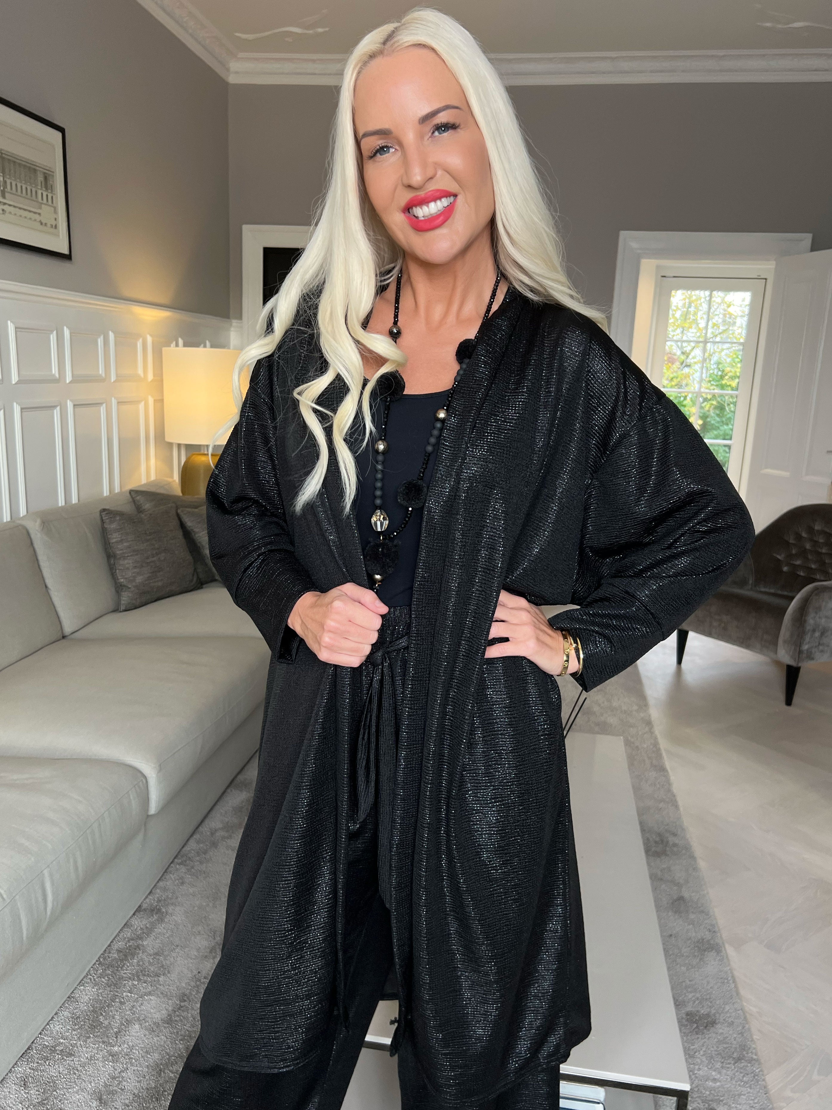 Jayda - Fin cardigan i shiny stof