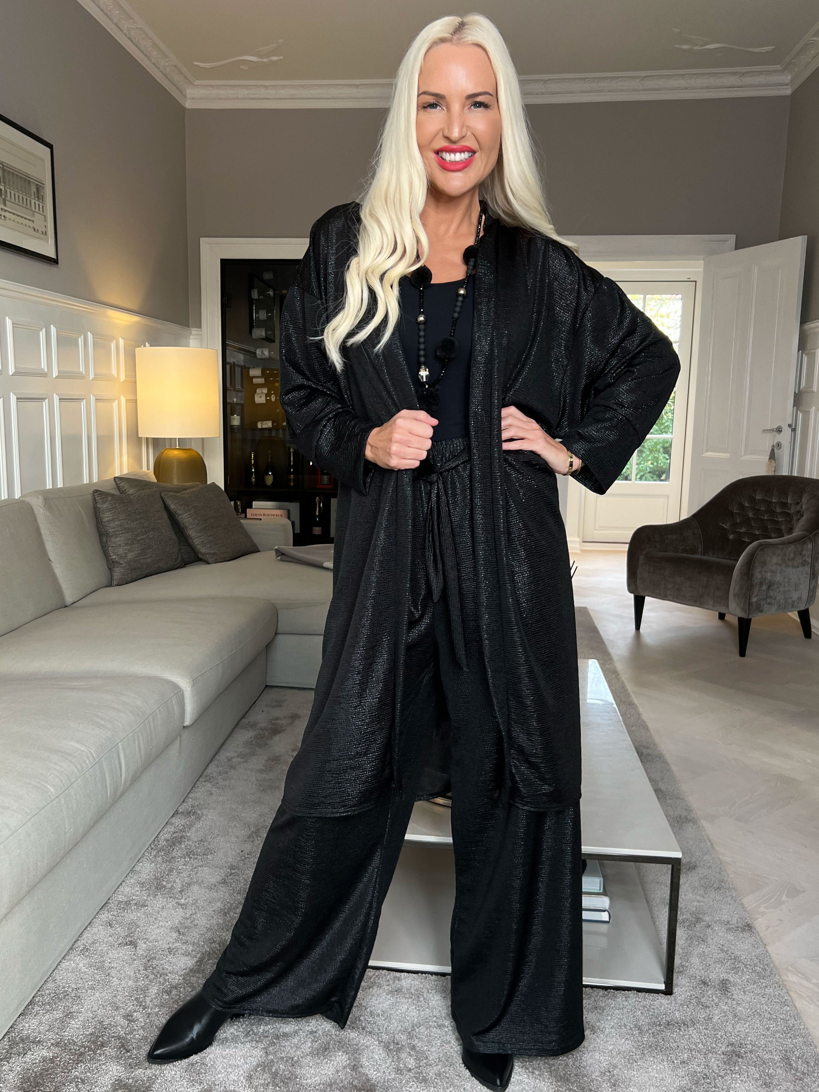 Jayda - Fin cardigan i shiny stof